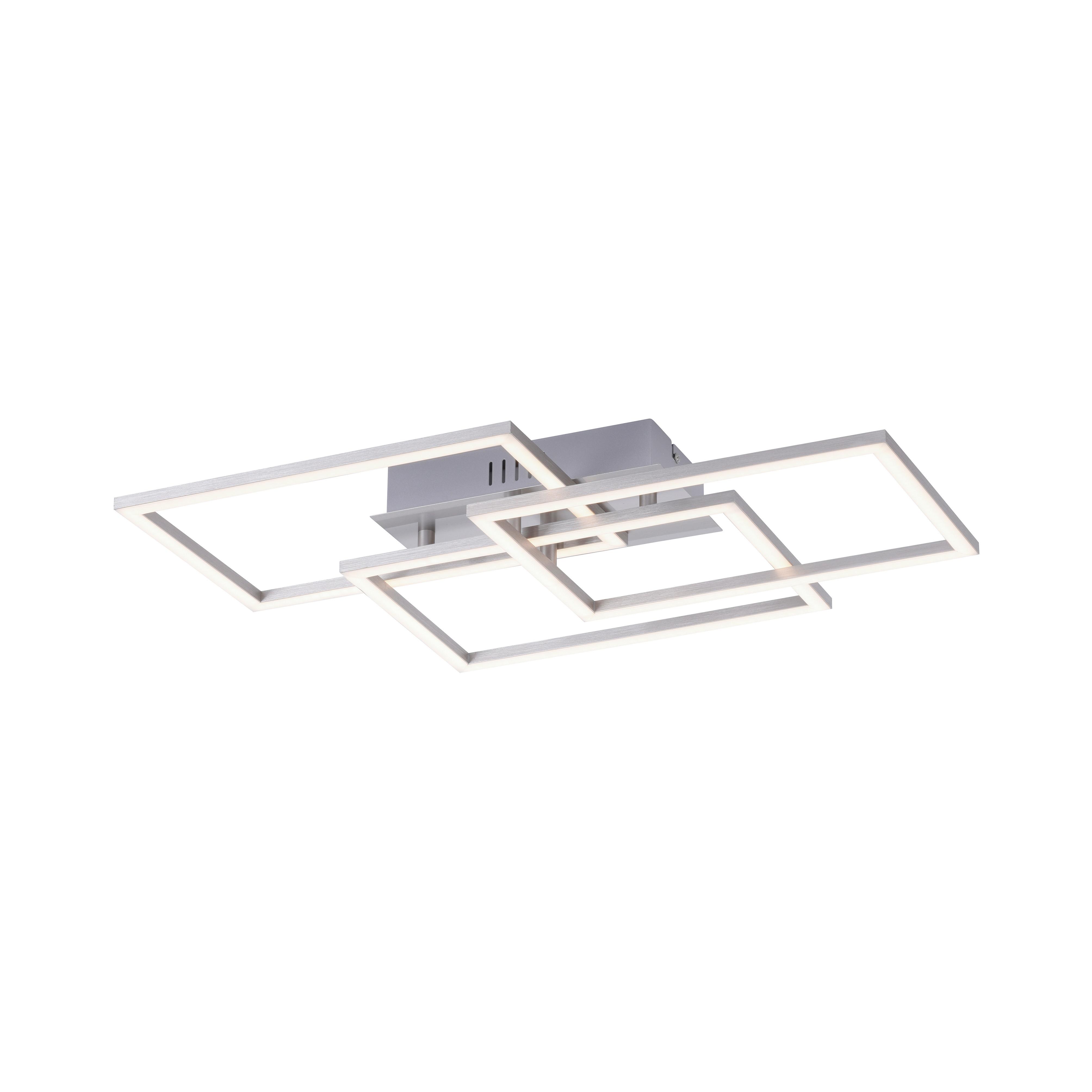 LED-Deckenleuchte Iven L: 54 cm dimmbar mit Memory-Funktion - Alufarben, Design, Kunststoff/Metall (54/33,5/7,5cm)