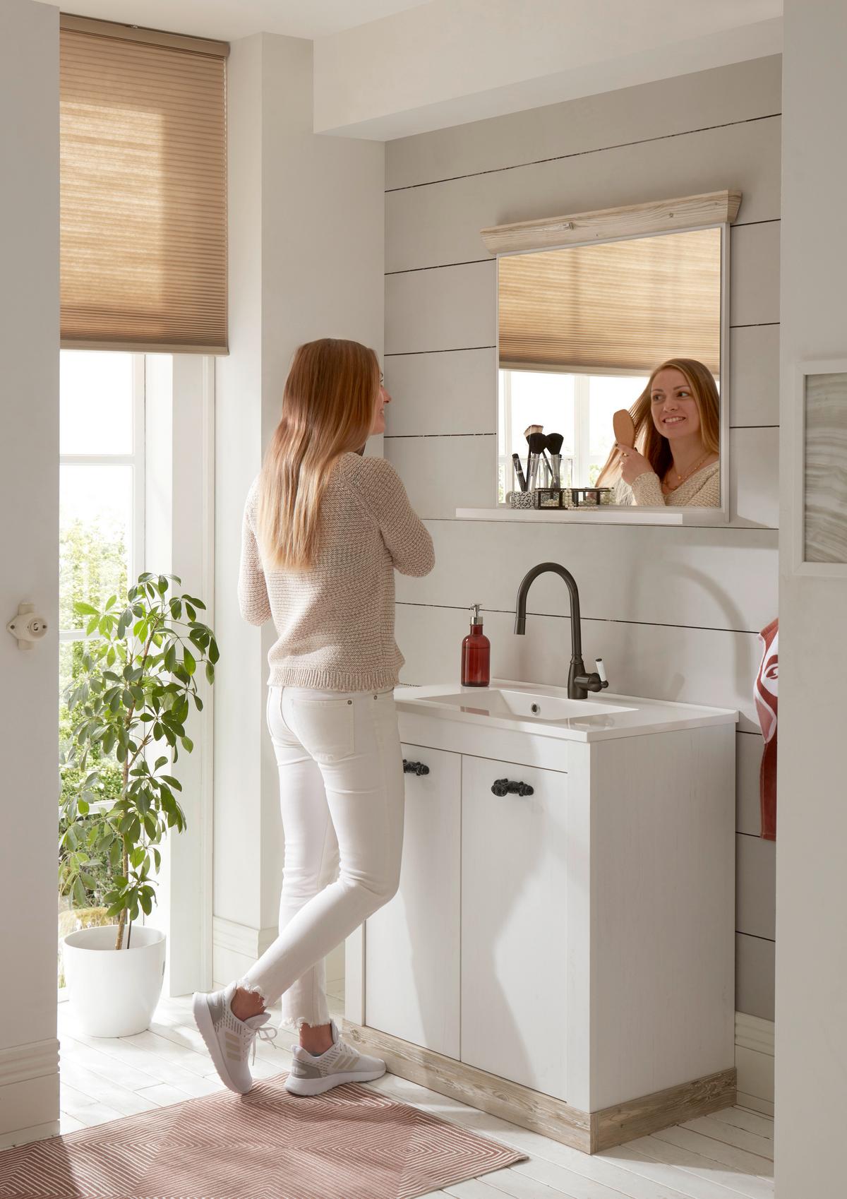 Badezimmer Florenz Pinienfarben B: 81cm - Weiß/Pinienfarben, Design, Naturmaterialien/Holzwerkstoff (81/200/46cm) - MID.YOU