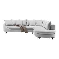 Rohová sedačka AXEL, pravá, stříbrná žinylka - barvy stříbra/černá, Moderní, kov/textil (291/250cm) - Mömax