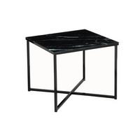 Beistelltisch Schwarz/marmoroptik B: 50 Cm - Schwarz, Design, Glas/Metall (50/50/42cm) - Livetastic