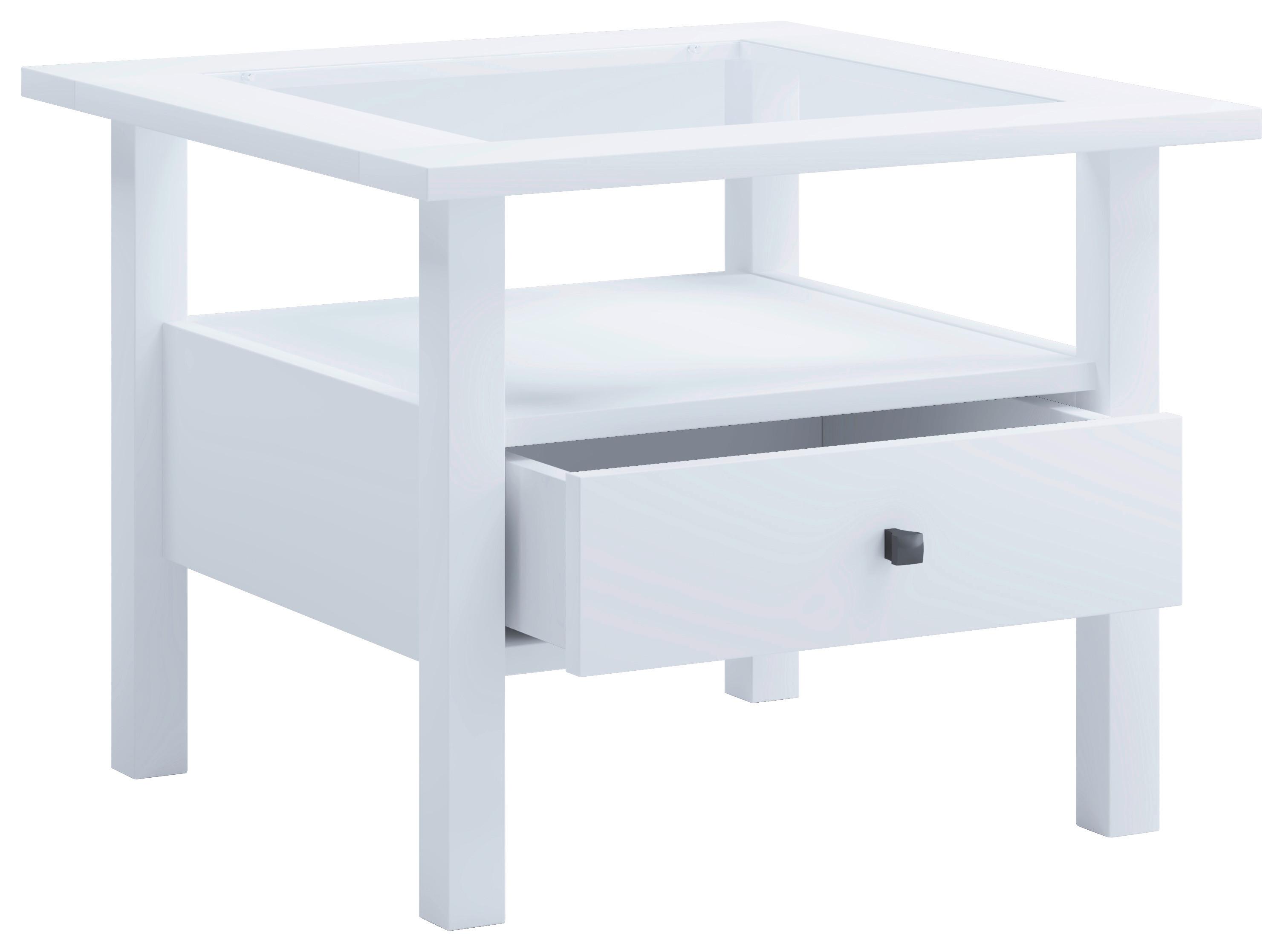 Couchtisch Lingis Weiß L: 54 cm - Weiß, LIFESTYLE, Glas/Holzwerkstoff (54/42/54cm) - MID.YOU