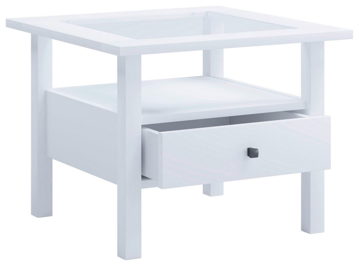 Couchtisch Lingis Weiß L: 54 Cm - Weiß, LIFESTYLE, Glas/Holzwerkstoff (54/54/42cm) - MID.YOU