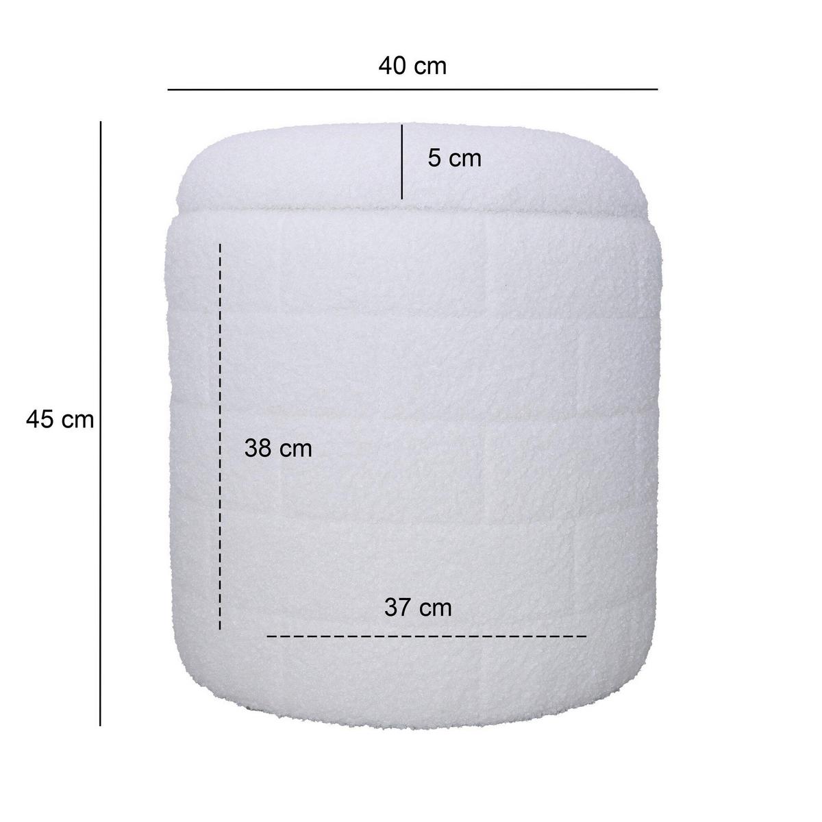 Hocker Weiß B: 40cm - Weiß, Basics, Textil (40/45/40cm) - Livetastic