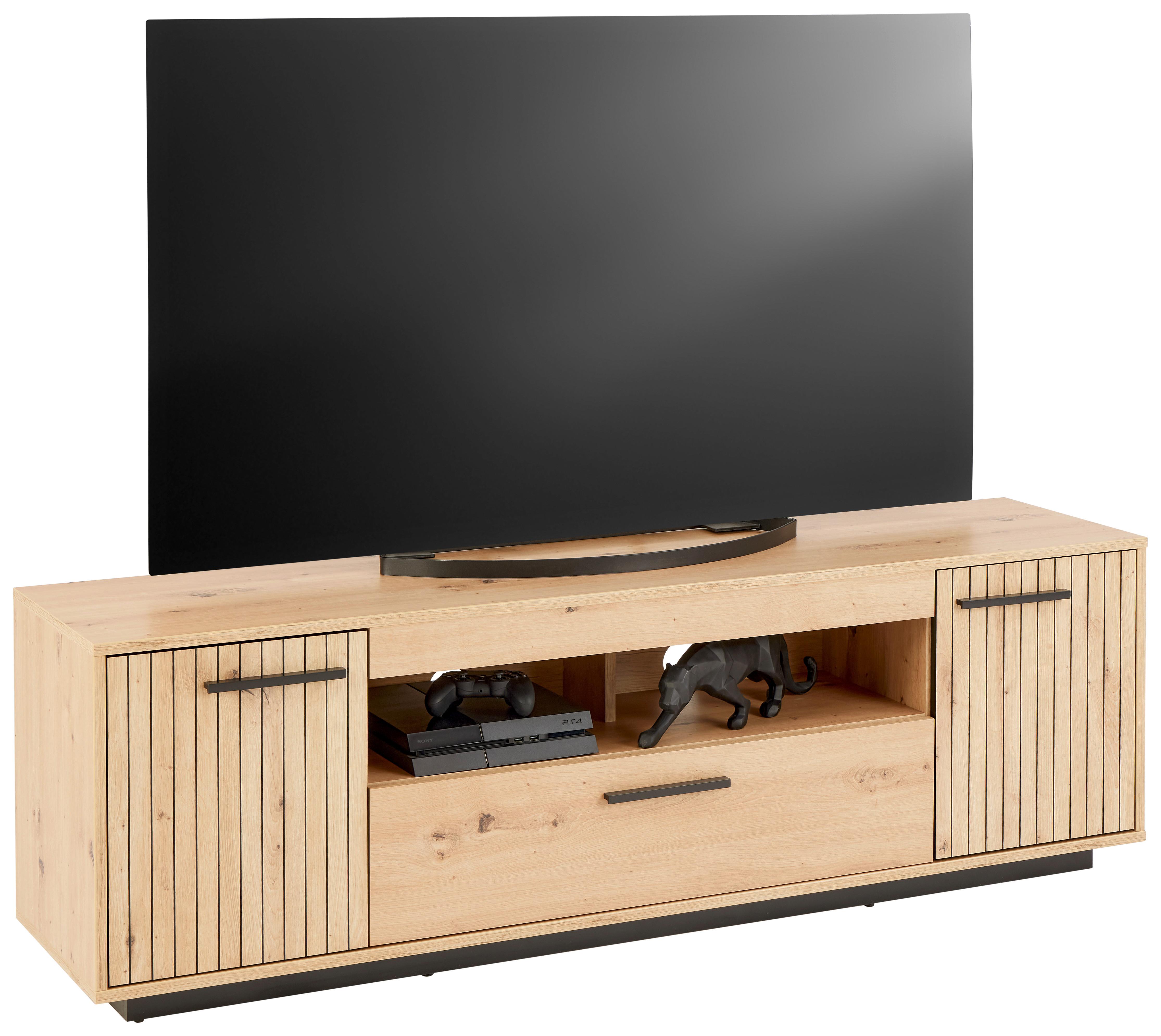 Phonotisch Lukas B: 163,6 cm Artisan Eiche Dek. - Schwarz/Eiche Artisan, Trend, Holzwerkstoff (163,6/52,2/40,2cm)