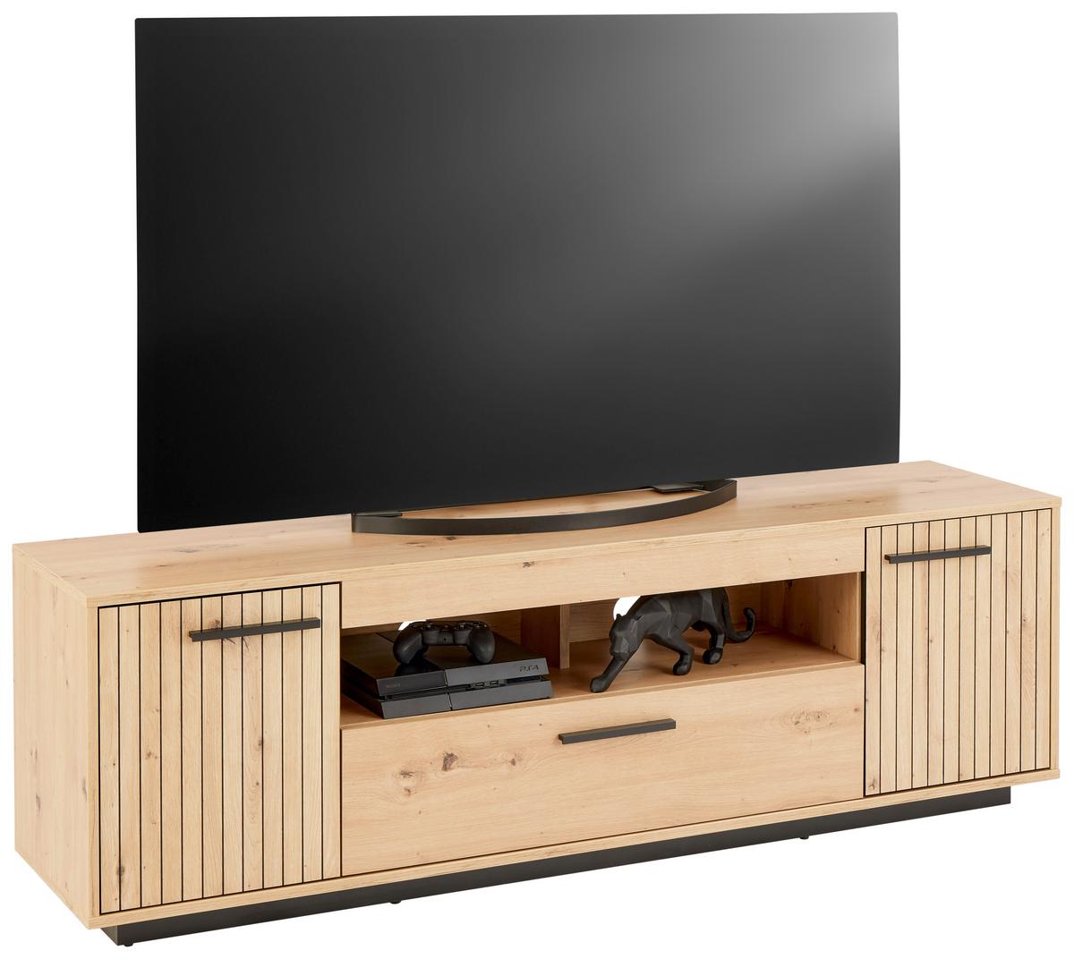 Phonotisch Lukas B: 163,6 cm Artisan Eiche Dek. - Schwarz/Eiche Artisan, Trend, Holzwerkstoff (163,6/52,2/40,2cm)
