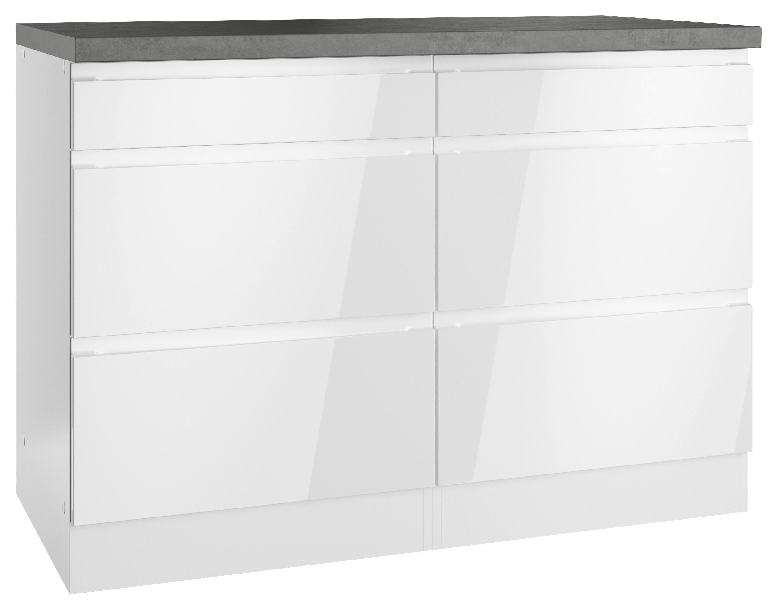 Küchenunterschrank Monza 120 cm Weiß/Grau - Weiß Hochglanz/Weiß, LIFESTYLE, Holzwerkstoff (120/86/60cm) - Held