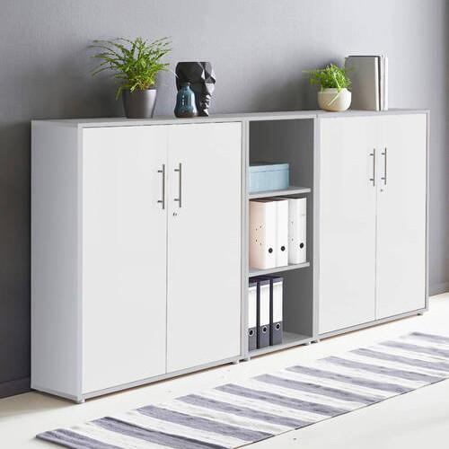 Office Edition B: 213 cm Grau/Weiß - Weiß/Grau, MODERN, Holzwerkstoff (213/114/33cm) - MID.YOU