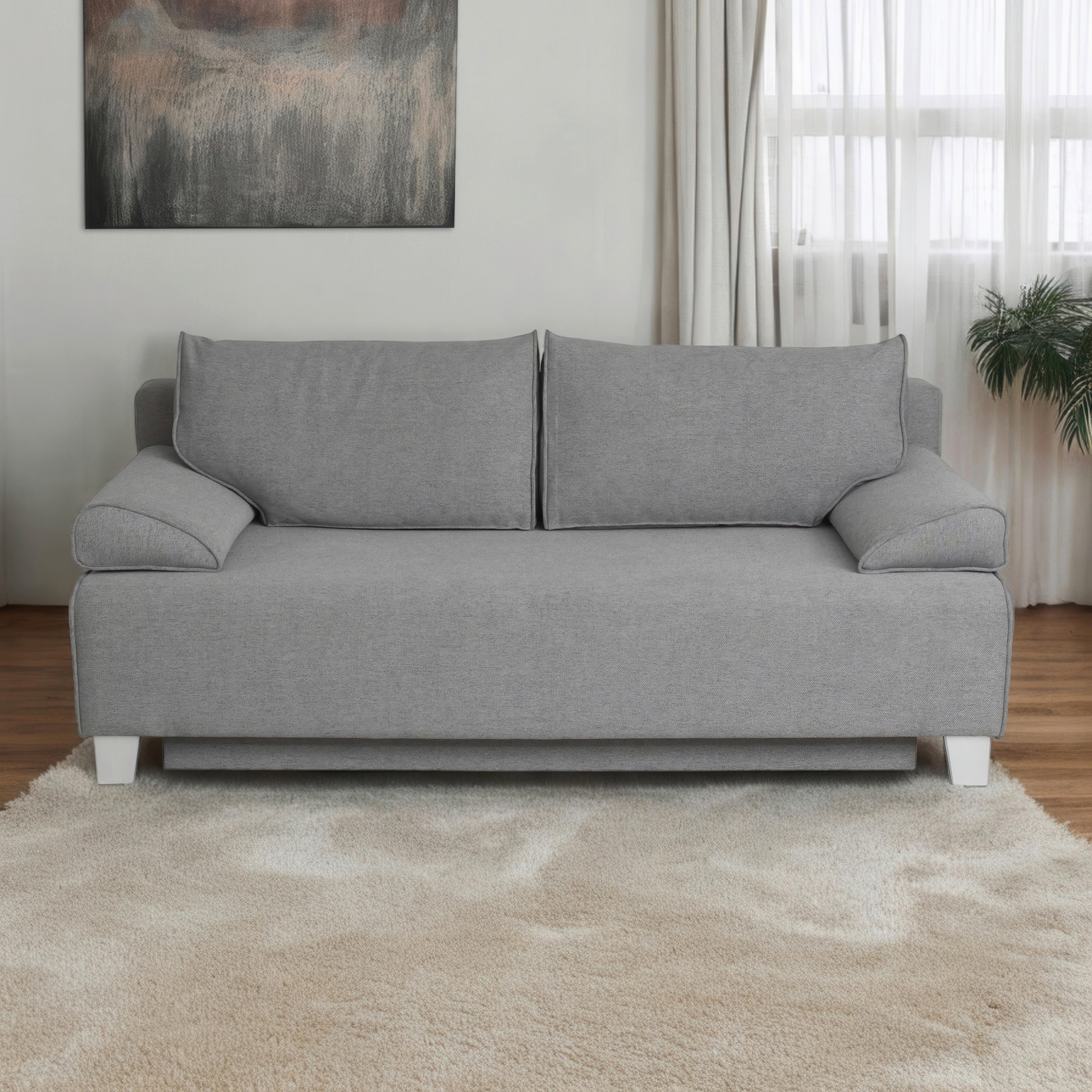 Schlafsofa Lena - Weiß/Grau, Design, Textil (190/75/97cm) - P & B