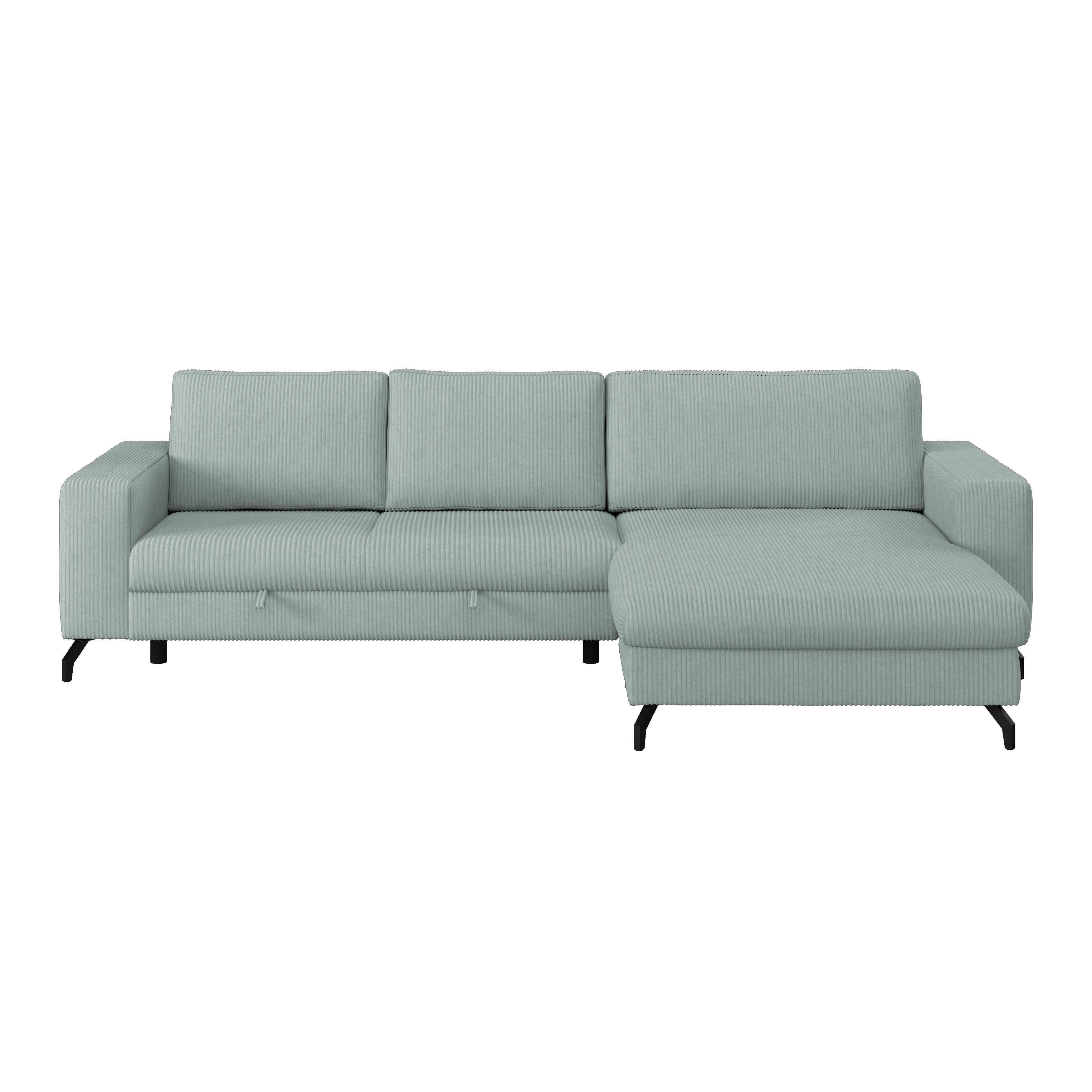 Ecksofa mit Bettkasten Cloud Salbeigrün Cord 290x178 cm - Salbeigrün, Trend, Textil (290/178cm)