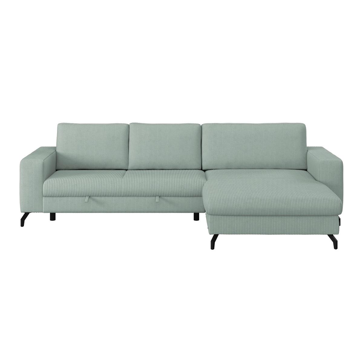 Ecksofa mit Bettkasten Cloud Salbeigrün Cord 290x178 cm - Salbeigrün, Trend, Textil (290/178cm)