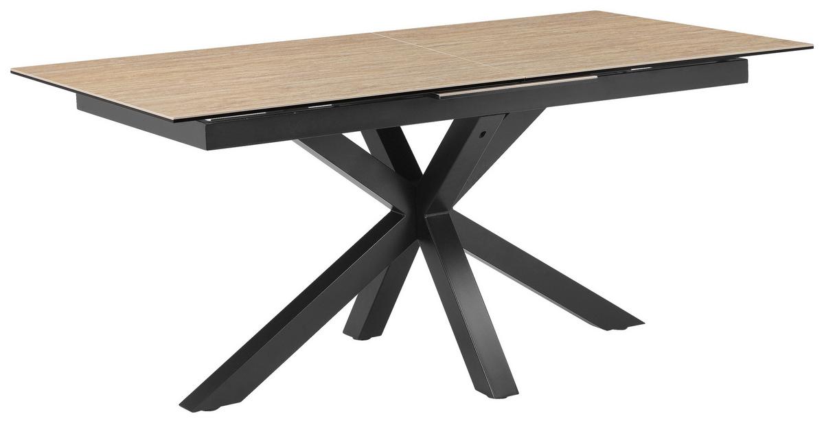Esstisch Lotus Schwarz/Beige L: 168-210 cm - Beige/Schwarz, MODERN, Glas/Keramik (168-210/90/76cm) - MID.YOU
