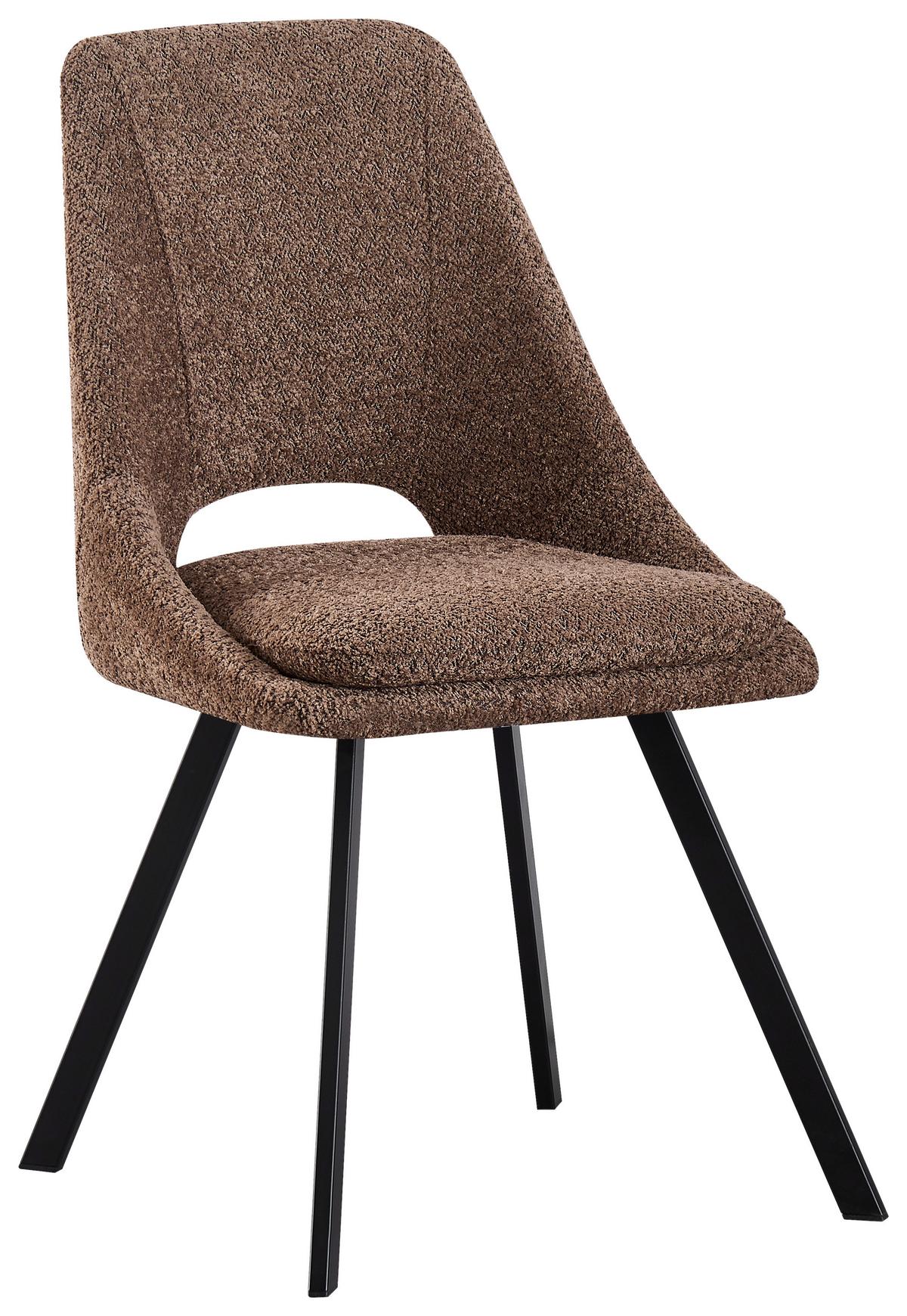 Esszimmerstuhl Cindy Braun Echtholz Beine - Schwarz/Braun, MODERN, Holz/Textil (46/85,5/58cm) - MID.YOU