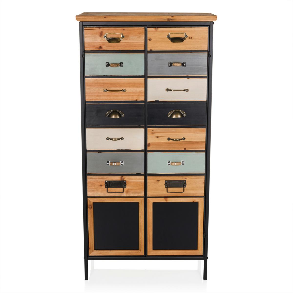 Sideboard Continento High Multicolor/naturfarben B: 60cm - Multicolor/Schwarz, MODERN, Holz (60/34/123cm) - MID.YOU