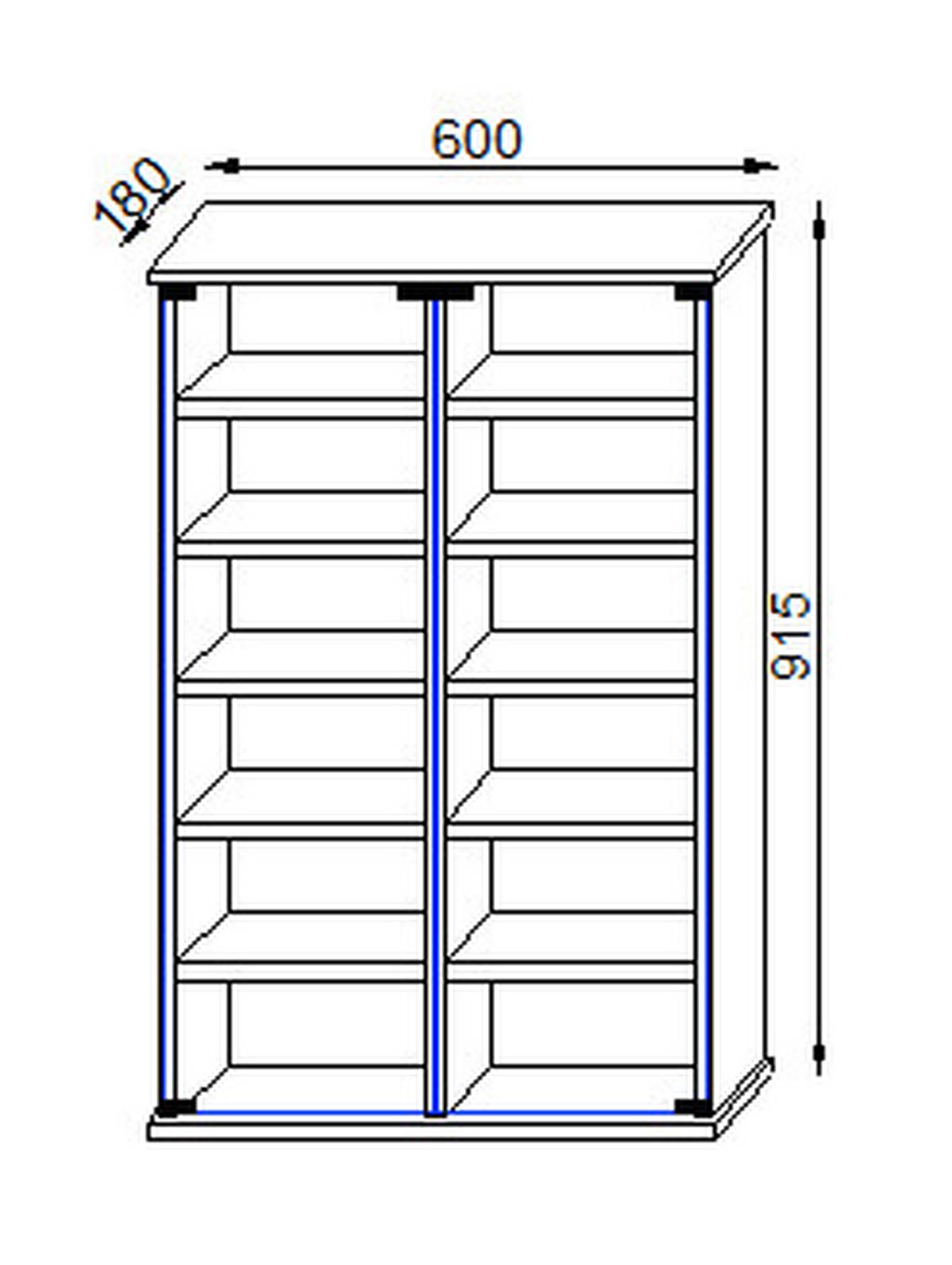 CD Regal mit Glastüren Roma 60 cm Buche Dekor - Buchefarben, KONVENTIONELL, Glas/Holzwerkstoff (60/91,5/18cm) - MID.YOU