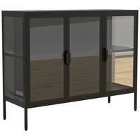 Vitrine Floka Schwarz B: 110 cm - Transparent/Schwarz, Design, Glas/Metall (110/80/35cm) - MID.YOU