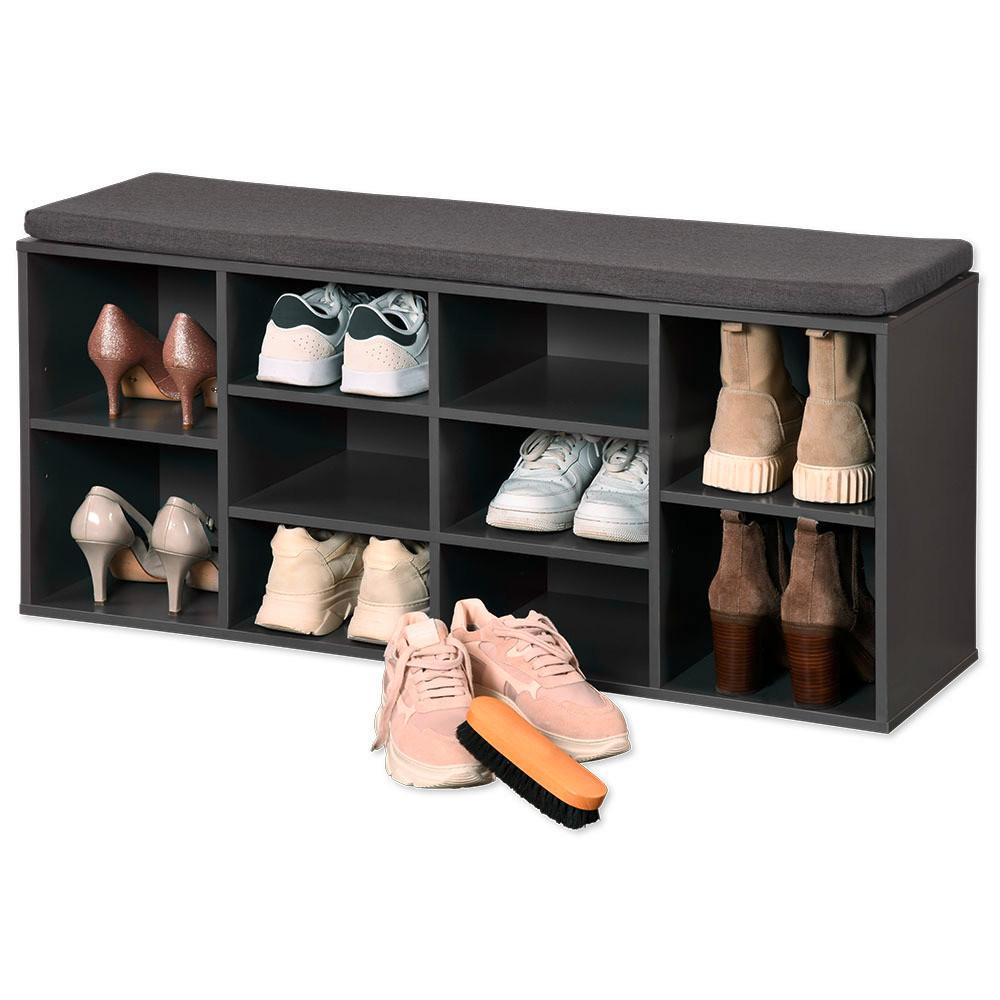 Schuhschrank Grau Holz Mit Sitzkissen B: 103,5 cm - Grau, Basics, Holzwerkstoff (103,5/48/29,5cm) - Kesper