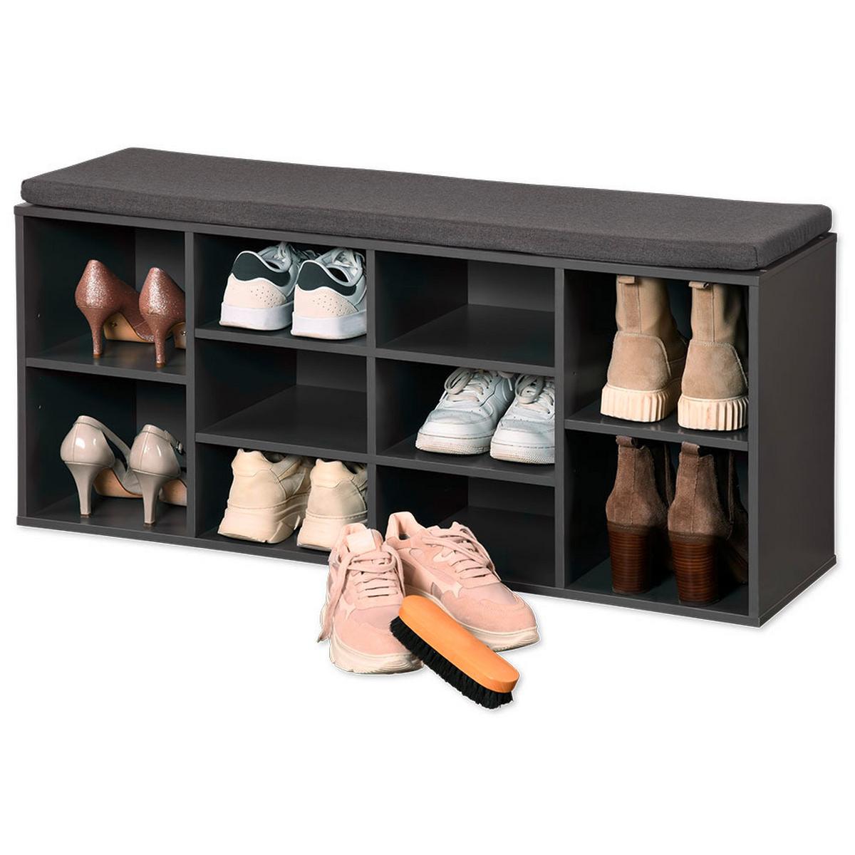 Schuhschrank Grau Holz Mit Sitzkissen B: 103,5 Cm - Grau, Basics, Holzwerkstoff (103,5/48/29,5cm) - Kesper
