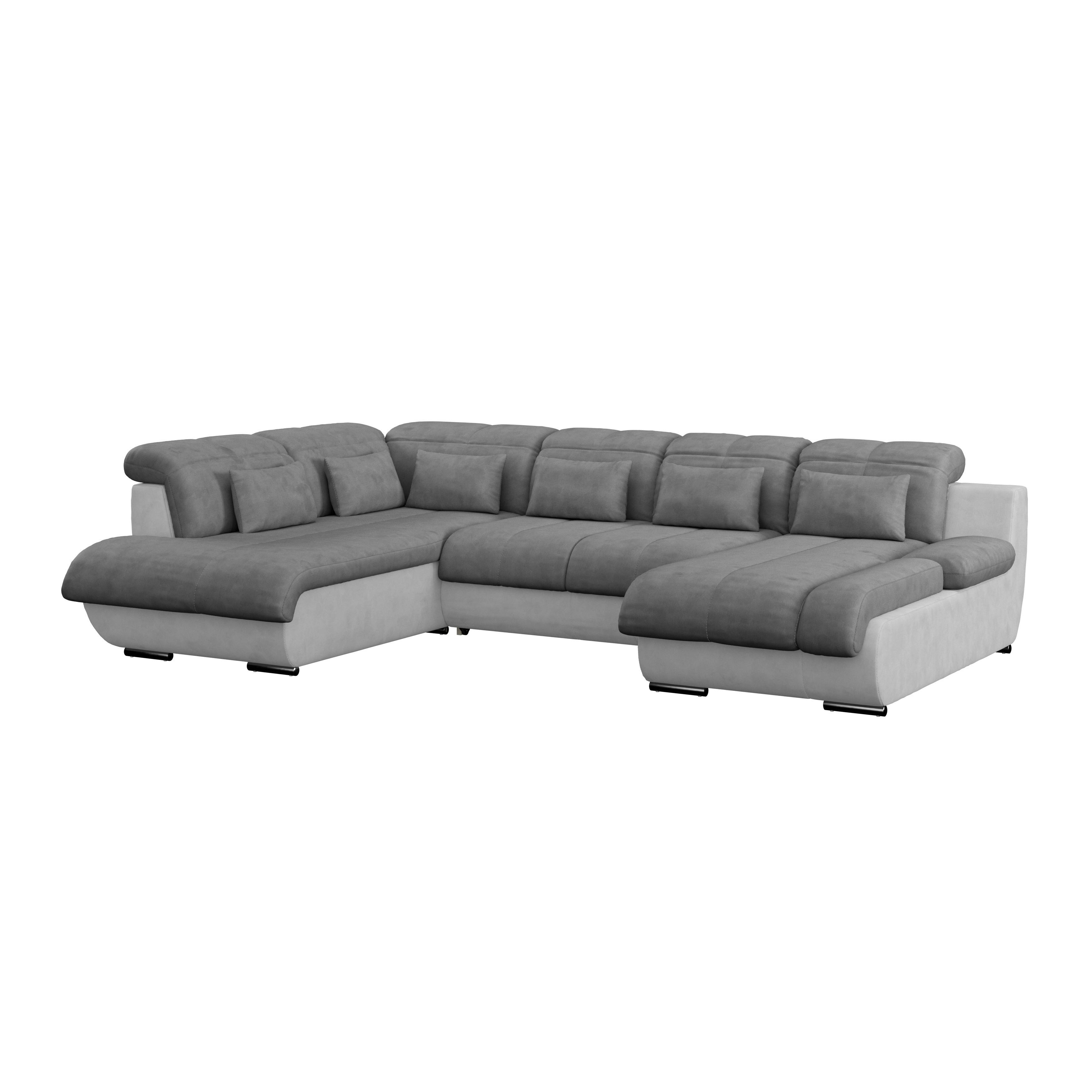 Sedacia súprava MULTI, ľavá, svetlosivá / tmavosivá farba - svetlosivá/chrómová, Modern, kov/textil (228/345/184cm) - Luca Bessoni