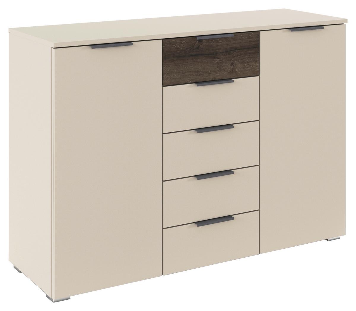 Kommode Sajo-Extra Champagner B: 120cm - Eiche dunkel/Champagner, Trend, Holzwerkstoff (120/84/40cm)