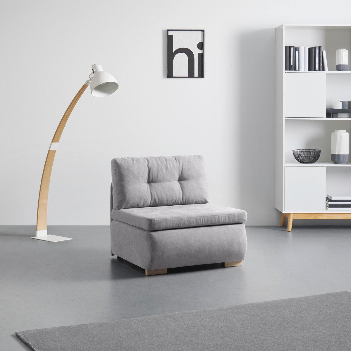 Rozkládací křeslo MODENA, stříbrná - barvy stříbra/černá, textil/plast (89/88/90cm) - Based