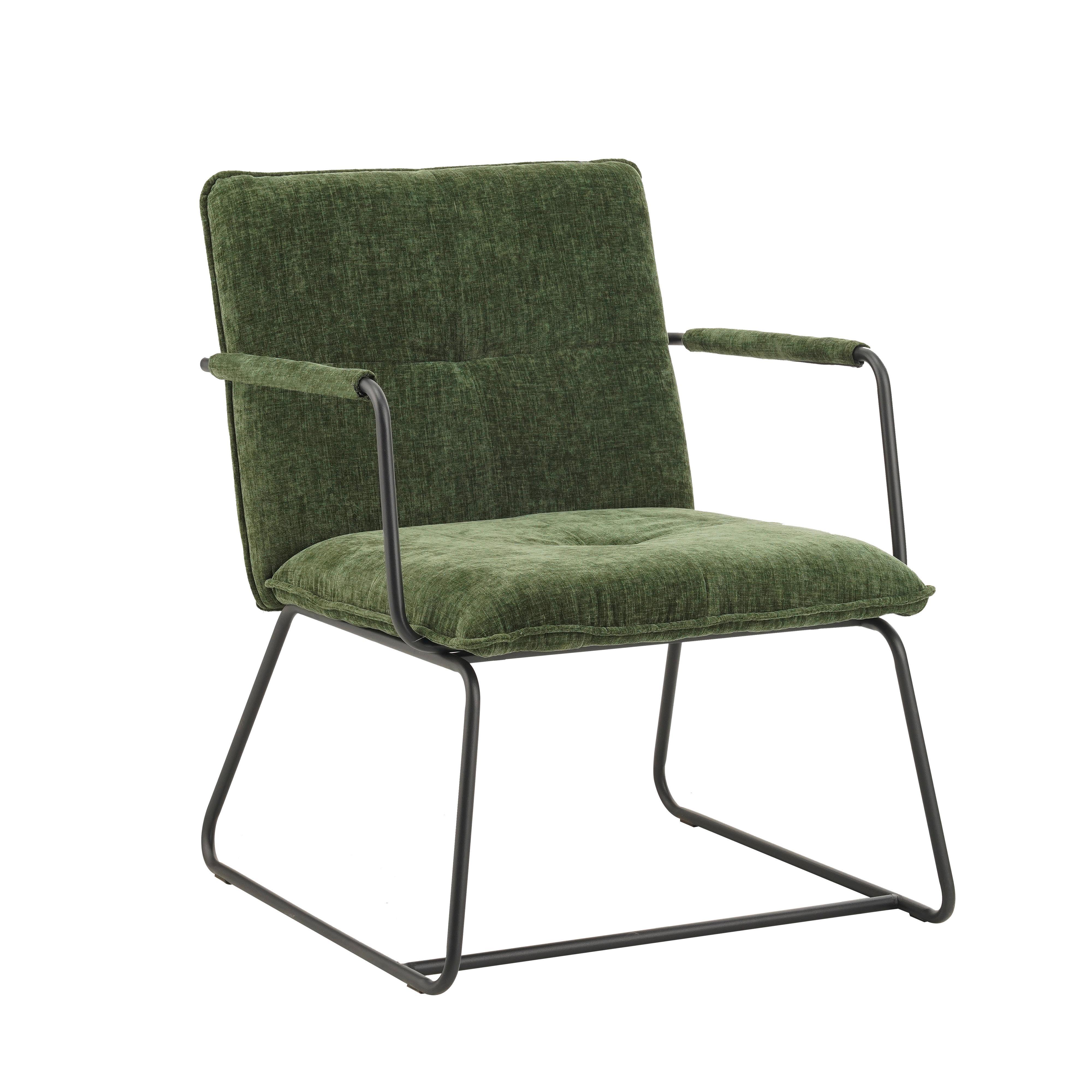Sessel Bilbao Dunkelgrün B: 65 cm - Dunkelgrün/Schwarz, MODERN, Textil (65/80/68cm) - MID.YOU