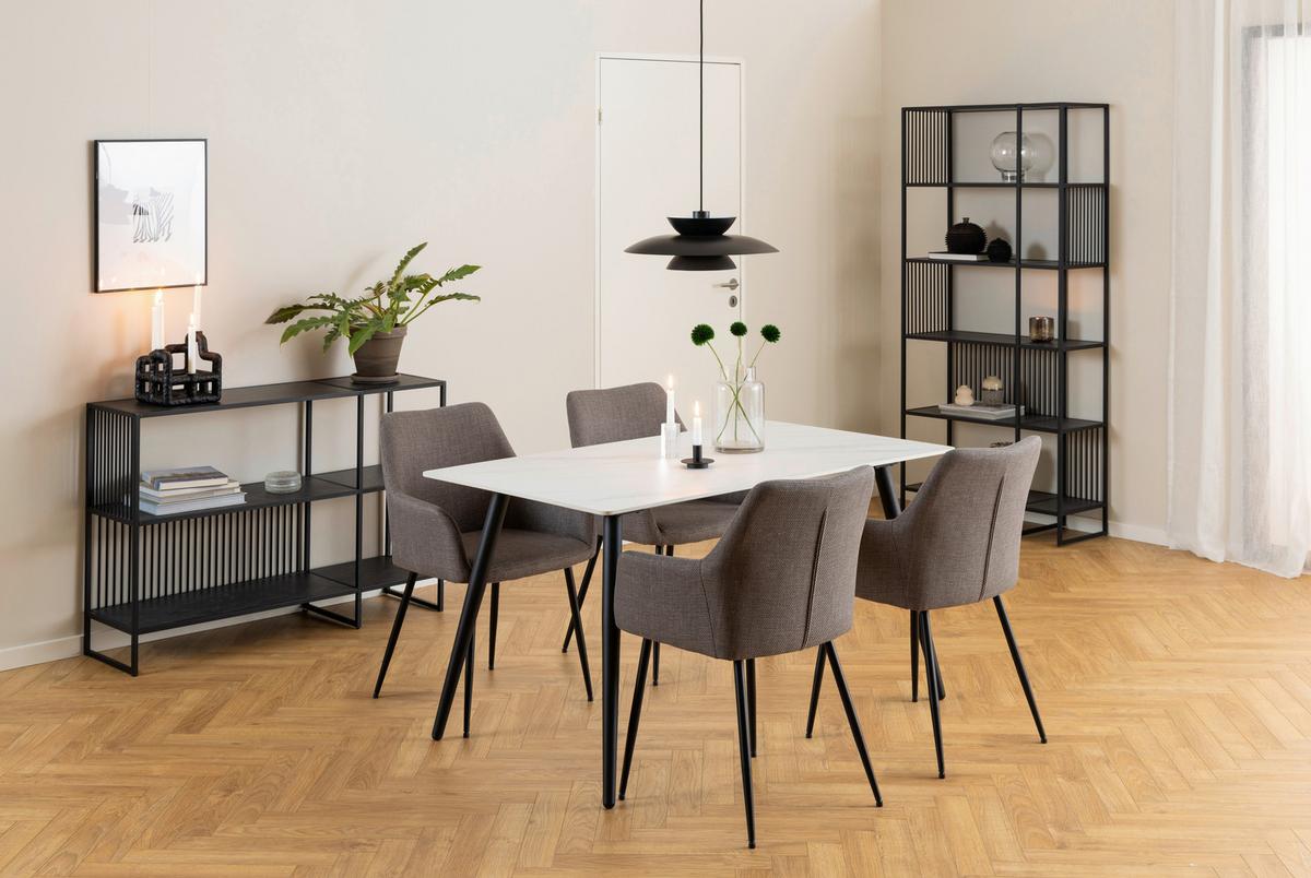 Regál STRINGTON - čierna, Design, kov/kompozitné drevo (120/83/35cm) - MID.YOU