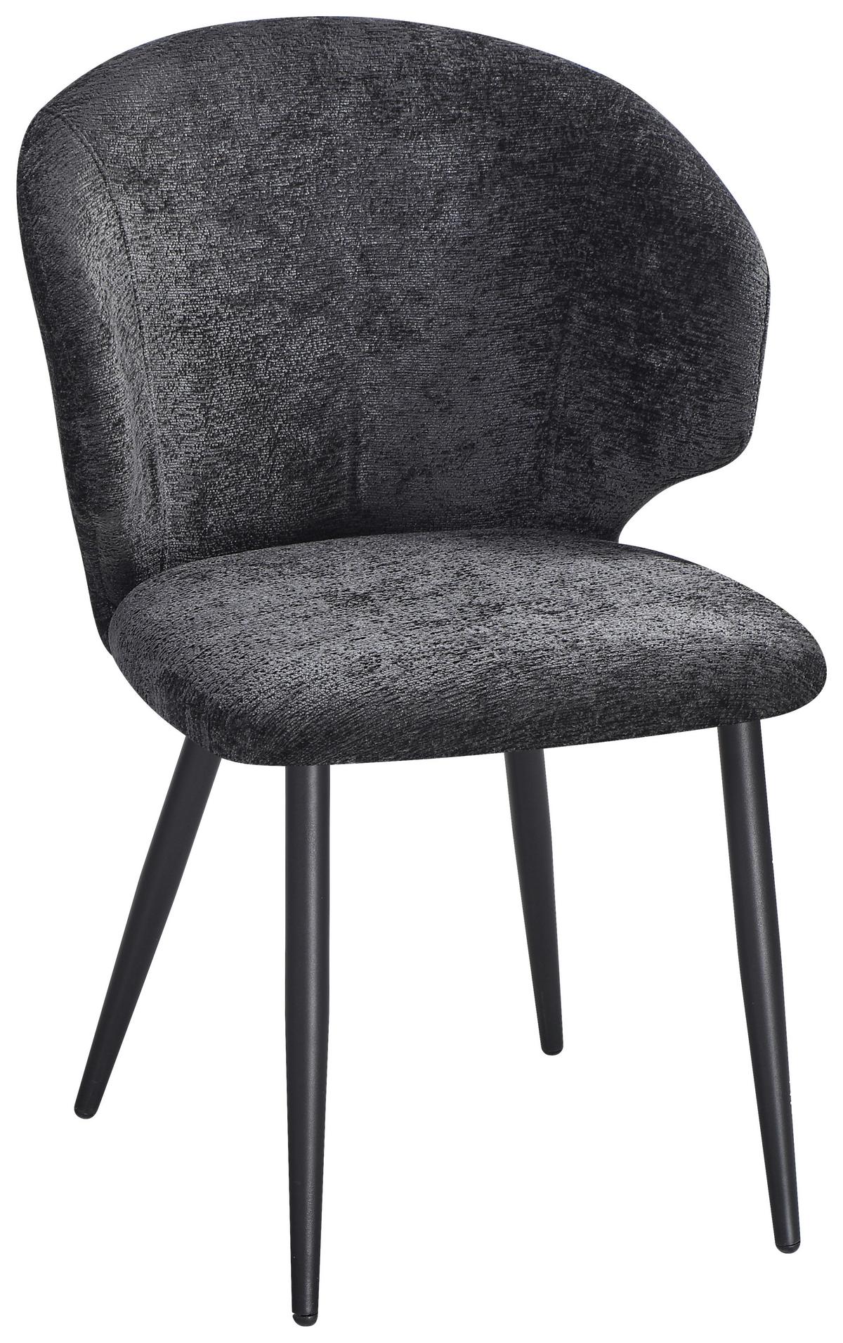 Vierfußstuhl Sindy Chinelle Schwarz - Schwarz, MODERN, Textil/Metall (63/84/58cm) - MID.YOU