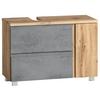 Waschbeckenunterschrank Varese B: 85 Cm Hellgrau/eiche Wotan - Eiche Wotan/Hellgrau, MODERN, Holzwerkstoff (85/56/35cm) - Held