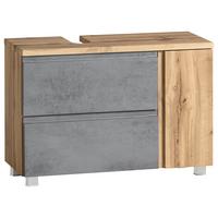 Waschbeckenunterschrank Varese B: 85 Cm Hellgrau/eiche Wotan - Eiche Wotan/Hellgrau, MODERN, Holzwerkstoff (85/56/35cm) - Held