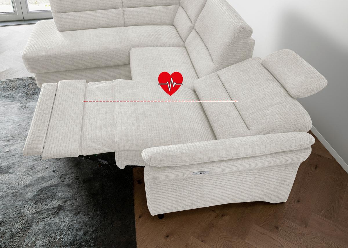 Ecksofa Cavoli Creme Relaxfunktion S: 190x266cm - Creme/Schwarz, MODERN, Textil (190/266cm) - Livetastic