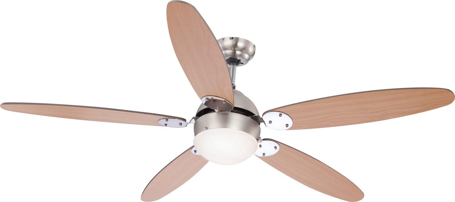 Deckenventilator ANTE - Chromfarben/Buchefarben, Basics, Glas/Holzwerkstoff (132/40,6cm)
