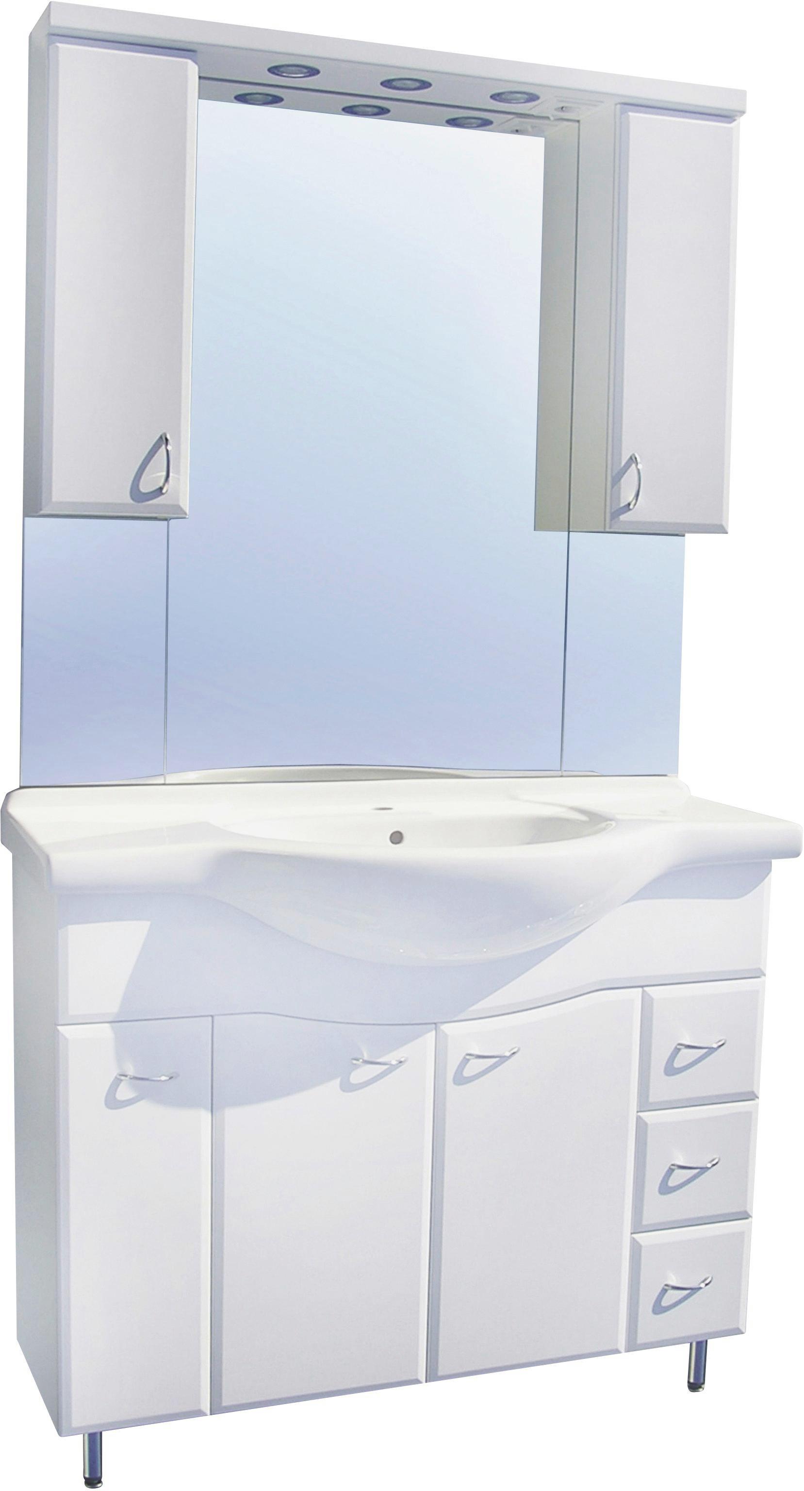 Badezimmer San Remo 105cm - Weiß, KONVENTIONELL, Keramik/Holzwerkstoff (105/184/50cm)