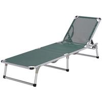 Dreibeinliege Leni Aluminium, Textilene - Alufarben/Grün, MODERN, Textil/Metall (186/25/56cm) - Ondega