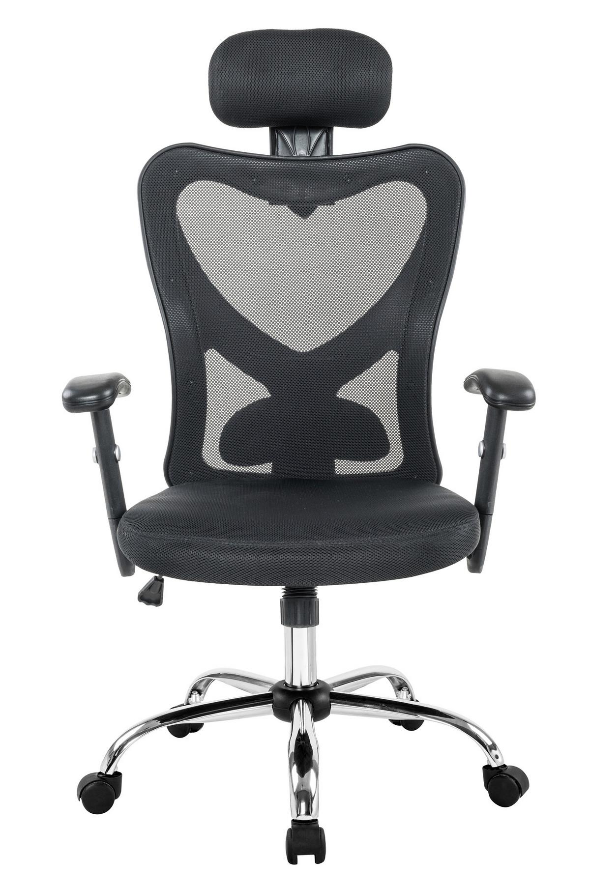 Drehstuhl Schwarz/silberfarben B: 65cm - Silberfarben/Schwarz, MODERN, Kunststoff/Textil (65/114/60cm) - Livetastic