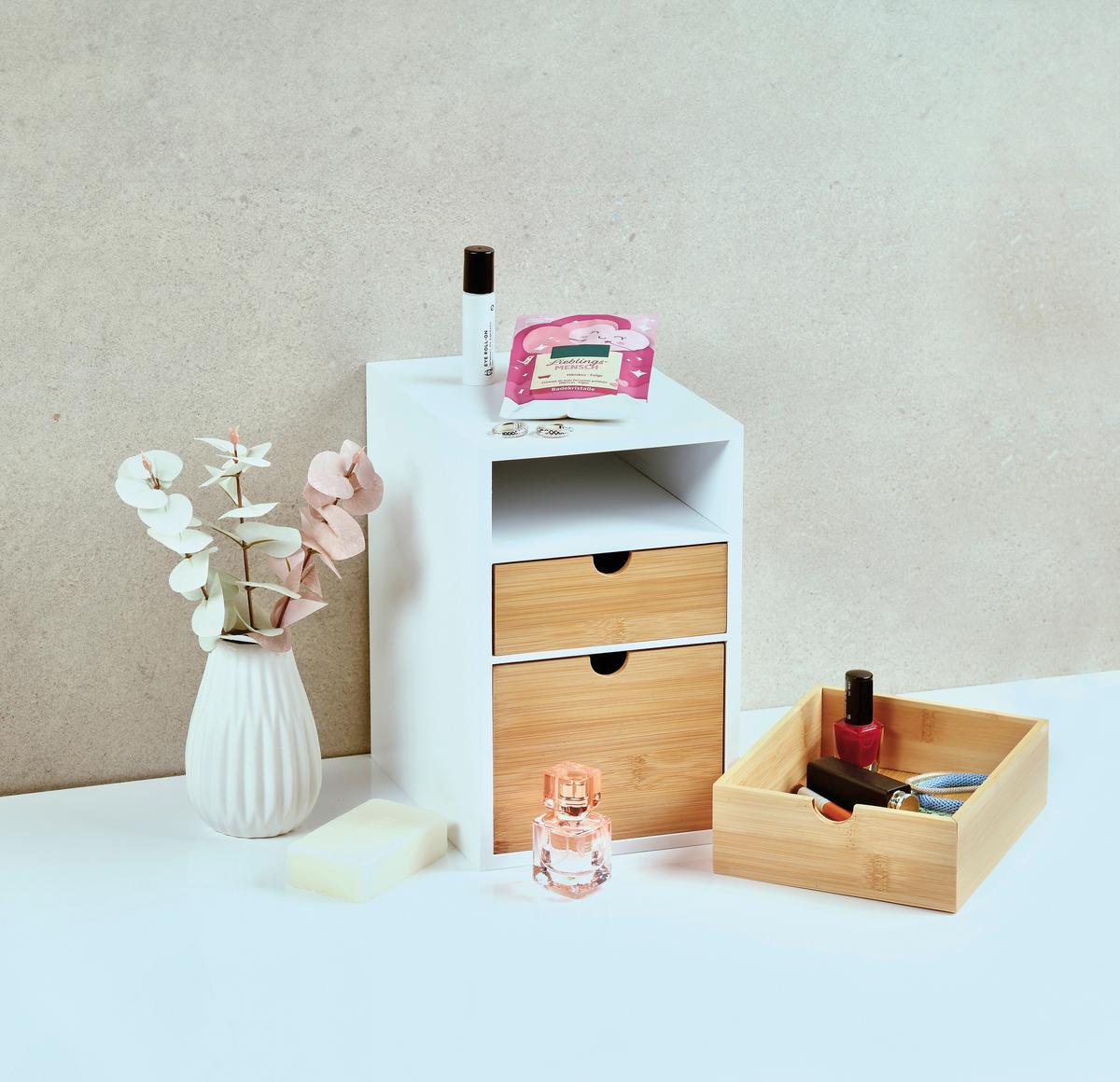 Schubladenbox Organizer - Hellbraun/Weiß, Basics, Holz/Holzwerkstoff (17,5/21,5/27,5cm) - Kesper