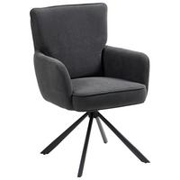 Armlehnstuhl Mila Cord Sitzfl. 180° drehbar, B: 60cm - Anthrazit/Schwarz, KONVENTIONELL, Textil/Metall (60/95/67cm) - MID.YOU