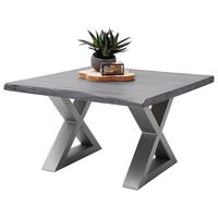 Couchtisch Holz mit Massiver Tischplatte Cartagena, Akazie - Edelstahlfarben/Grau, MODERN, Holz/Metall (75/45/75cm)