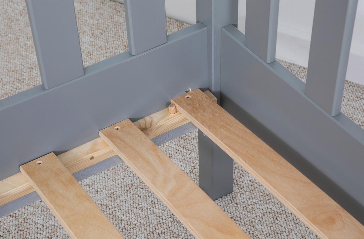 Bodenbett 100/200 cm In Hellgrau inkl. Laden - Hellgrau/Naturfarben, MODERN, Holz (100/200cm) - MID.YOU