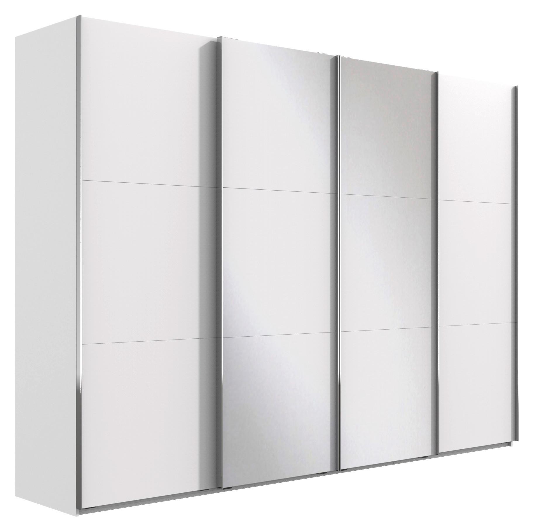Schwebetürenschrank m. Spiegel 350cm Level 36A, Weiß - Weiß, Basics, Glas/Holzwerkstoff (350/216/65cm) - MID.YOU