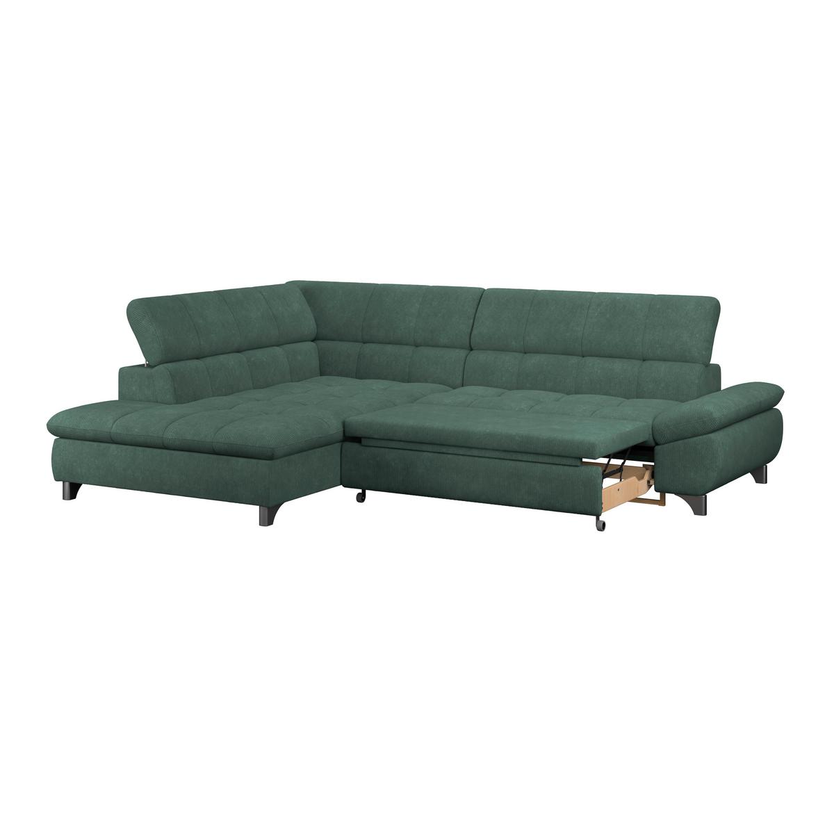 Ecksofa Gemini Waldgrün, B: 234cm - Waldgrün/Chromfarben, KONVENTIONELL, Textil (234/312cm)