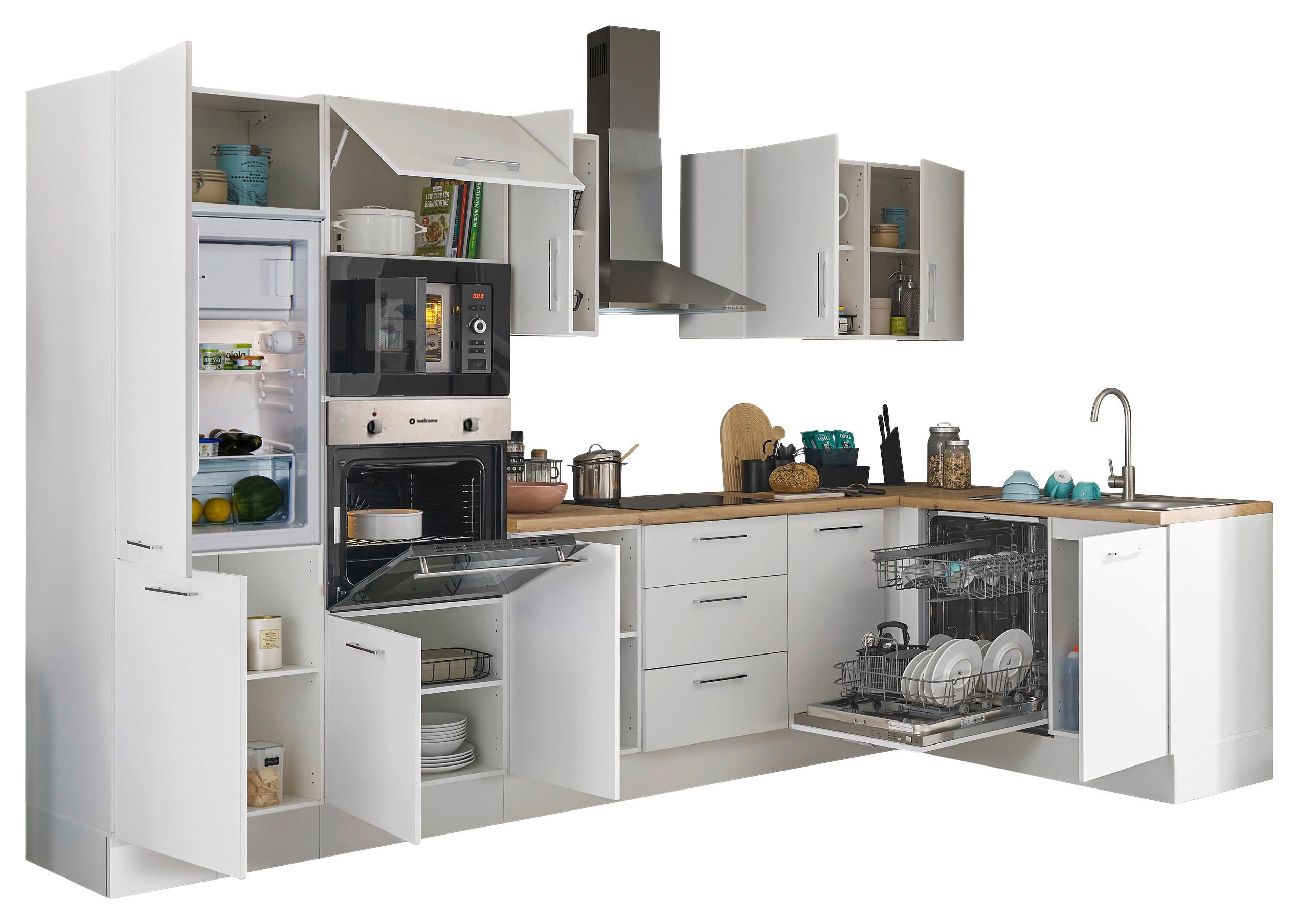 Eckküche Turin Weiss/Eiche Dekor 340x175 cm - Weiß/Eiche Artisan, Basics, Holzwerkstoff (340/175cm) - MID.YOU