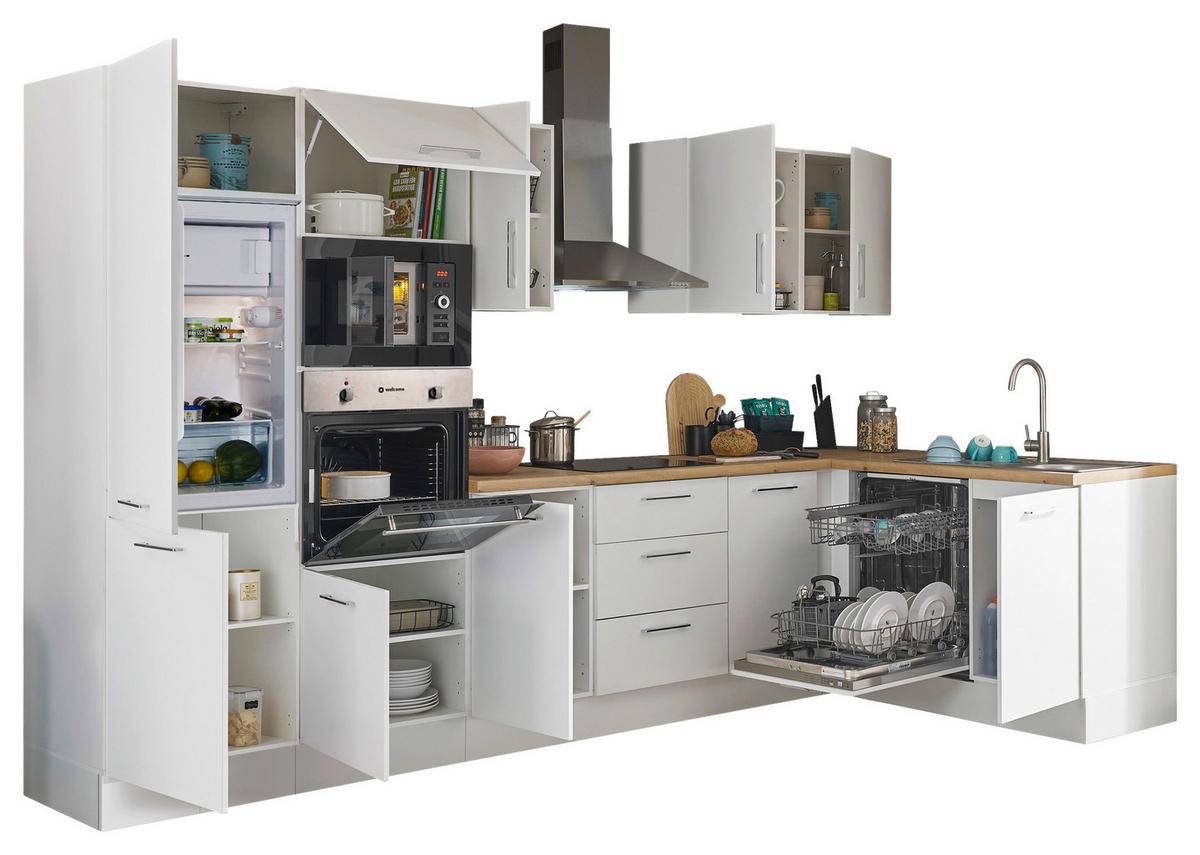 Eckküche Turin Weiss/Eiche Dekor 340x175 cm - Weiß/Eiche Artisan, Basics, Holzwerkstoff (340/175cm) - MID.YOU