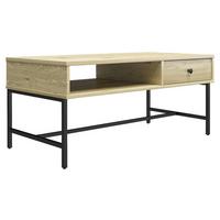 Couchtisch Tamlin mit Ablagefach Eichefarben - Eichefarben/Schwarz, Design, Holzwerkstoff/Metall (101/45/50cm) - MID.YOU