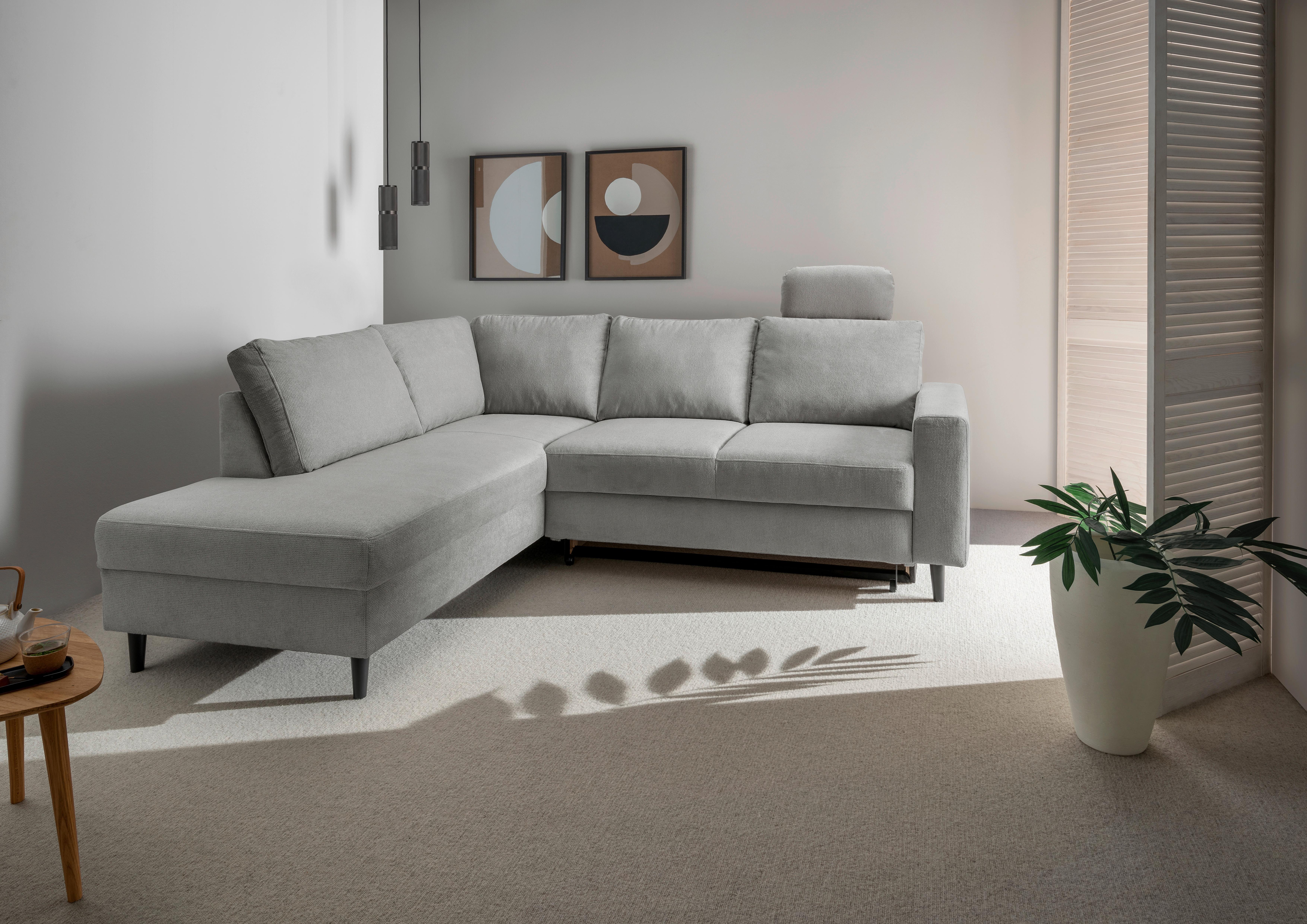 Eckschlafsofa Passione, Grau S: 200x242 Cm - Schwarz/Grau, MODERN, Textil (200/242cm) - Livetastic