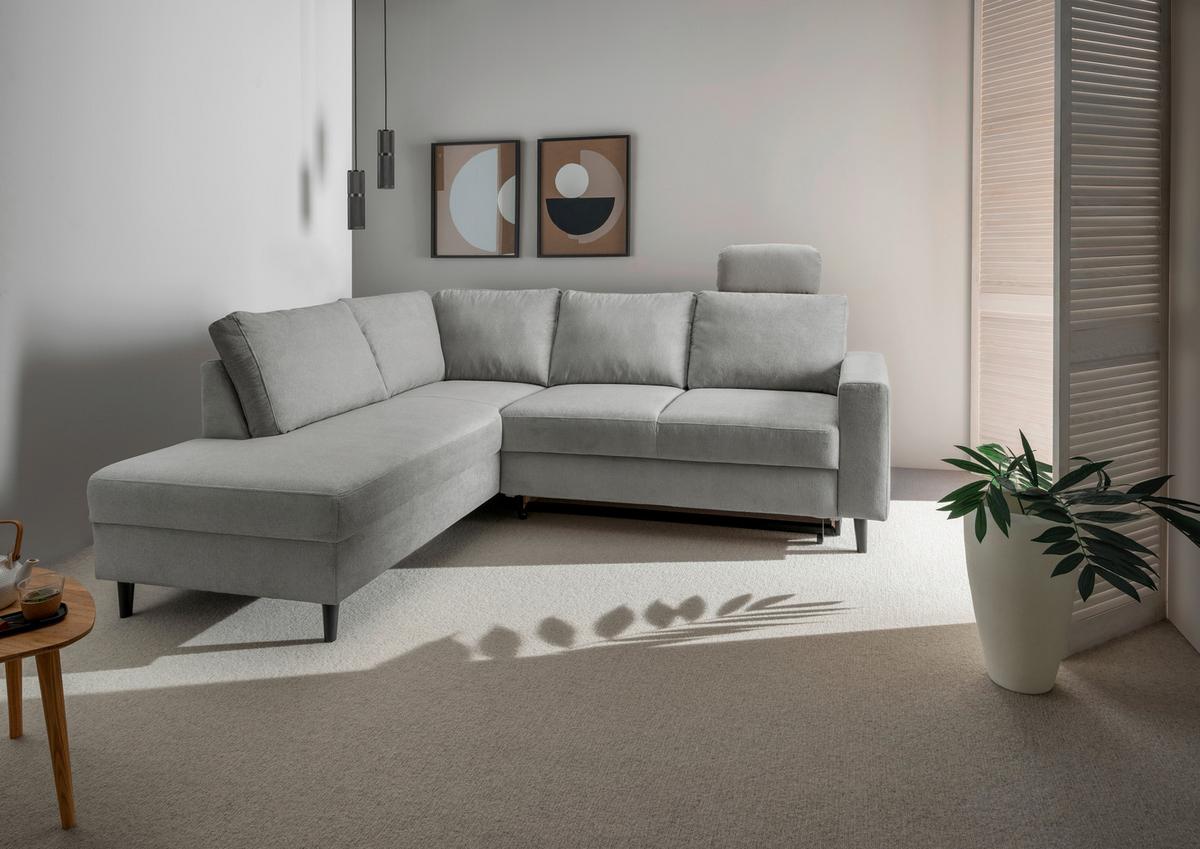 Eckschlafsofa Passione, Grau S: 200x242 Cm - Schwarz/Grau, MODERN, Textil (200/242cm) - Livetastic