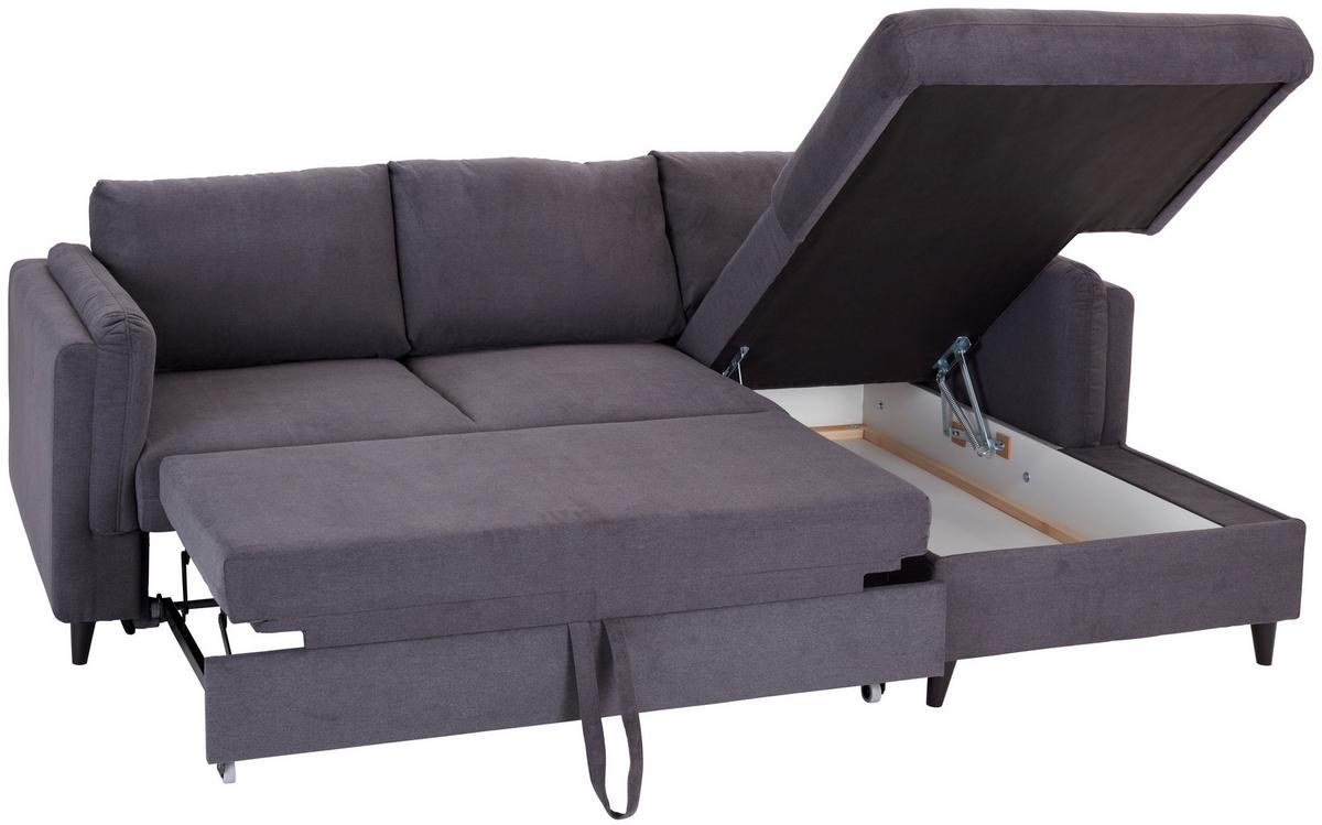 Ecksofa mit Schlaffunktion und Bettkasten Rokem Anthrazit - Taupe/Anthrazit, MODERN, Textil (232/149cm) - Ondega