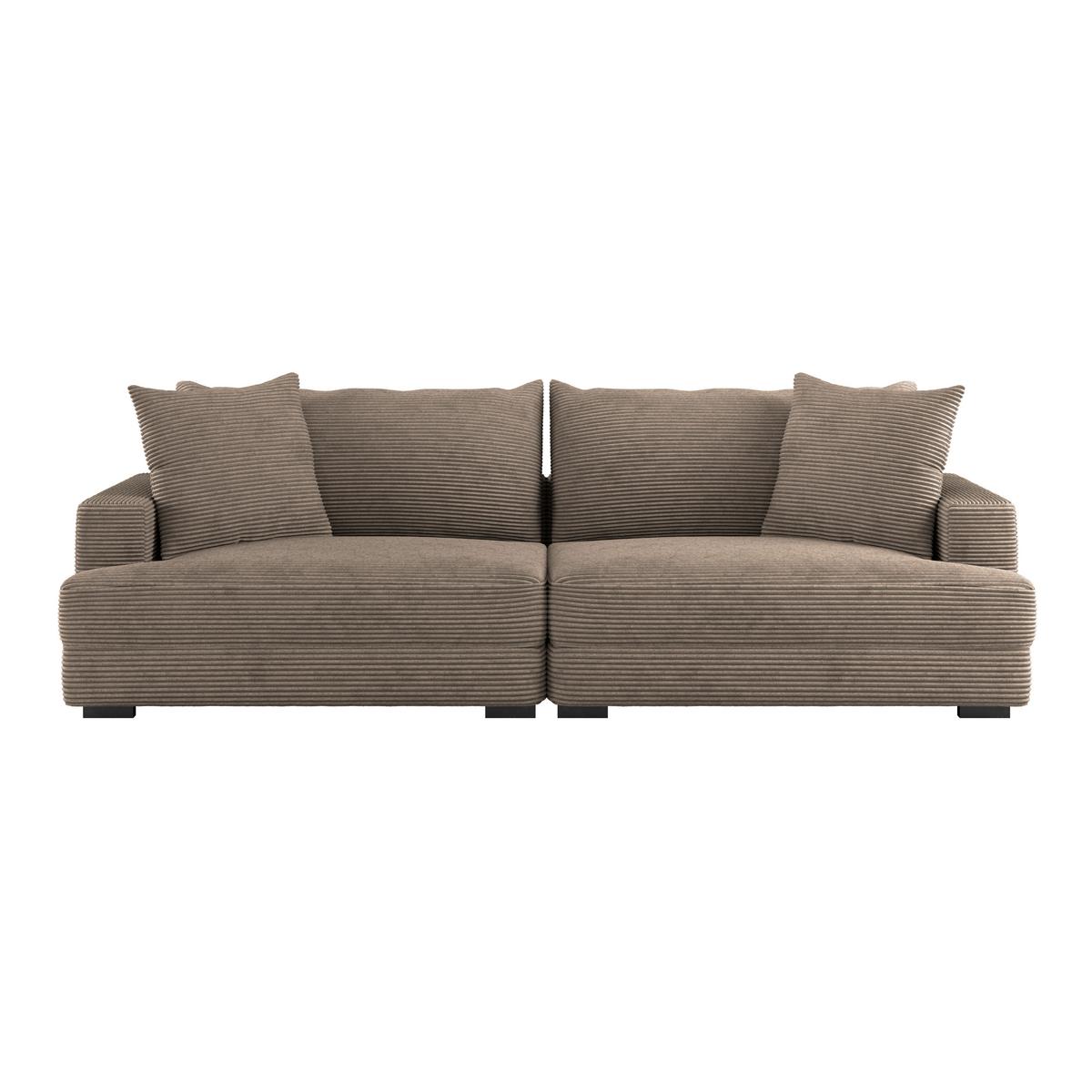 Big Sofa Pelle Mit Kissen B: 261 Cm Cappuccino - Wengefarben/Cappuccino, Trend, Textil (261/124cm) - Luca Bessoni