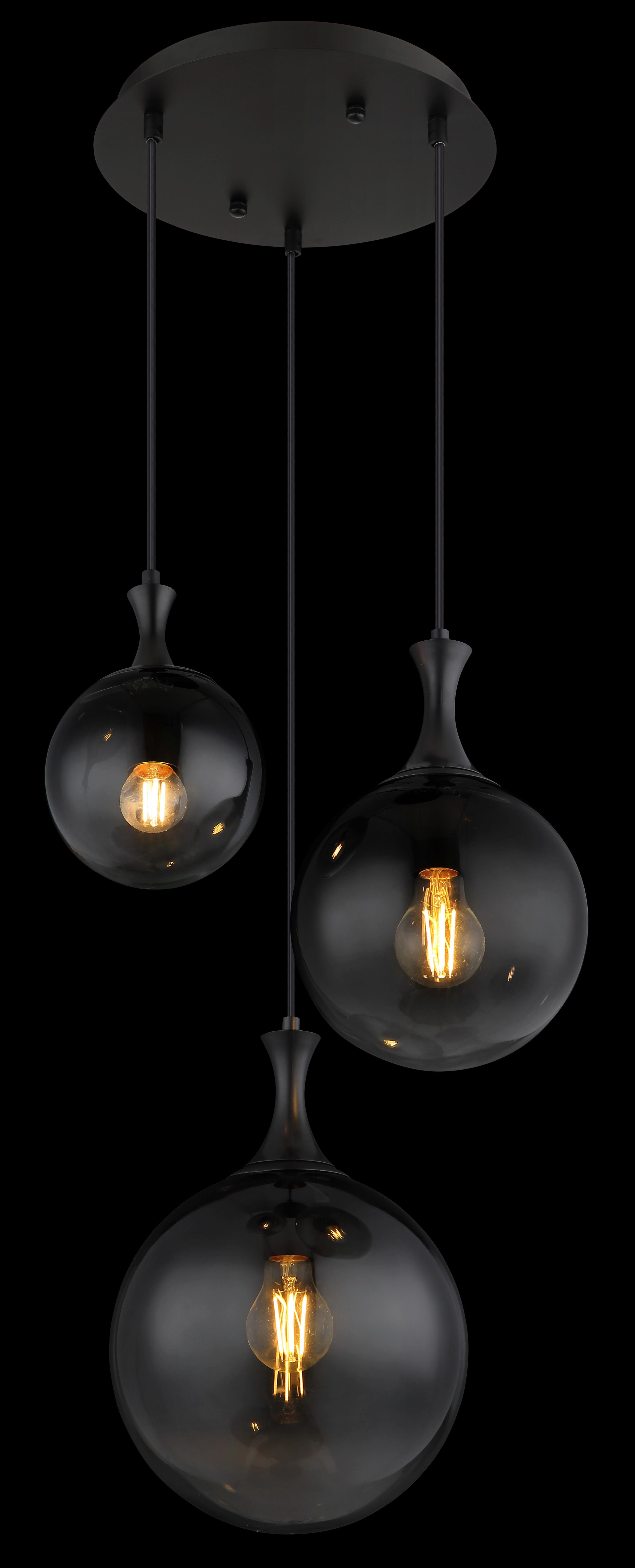 Hängeleuchte 15885-3h - Schwarz, Design, Glas/Kunststoff (39/141,5cm) - Globo