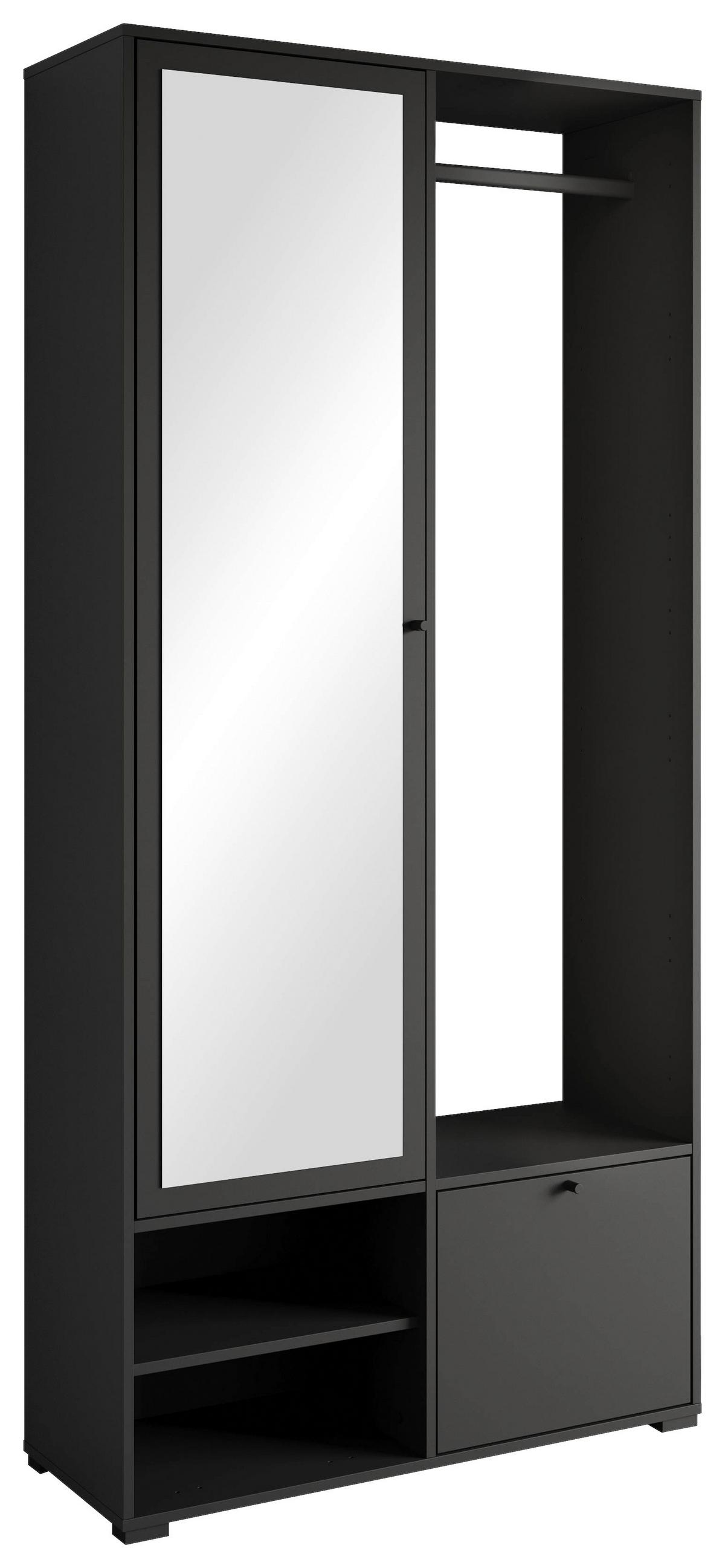 Garderobe Dino Schwarz Matt B: 90 Cm - Schwarz, Trend, Holzwerkstoff (90/190/33cm) - P & B