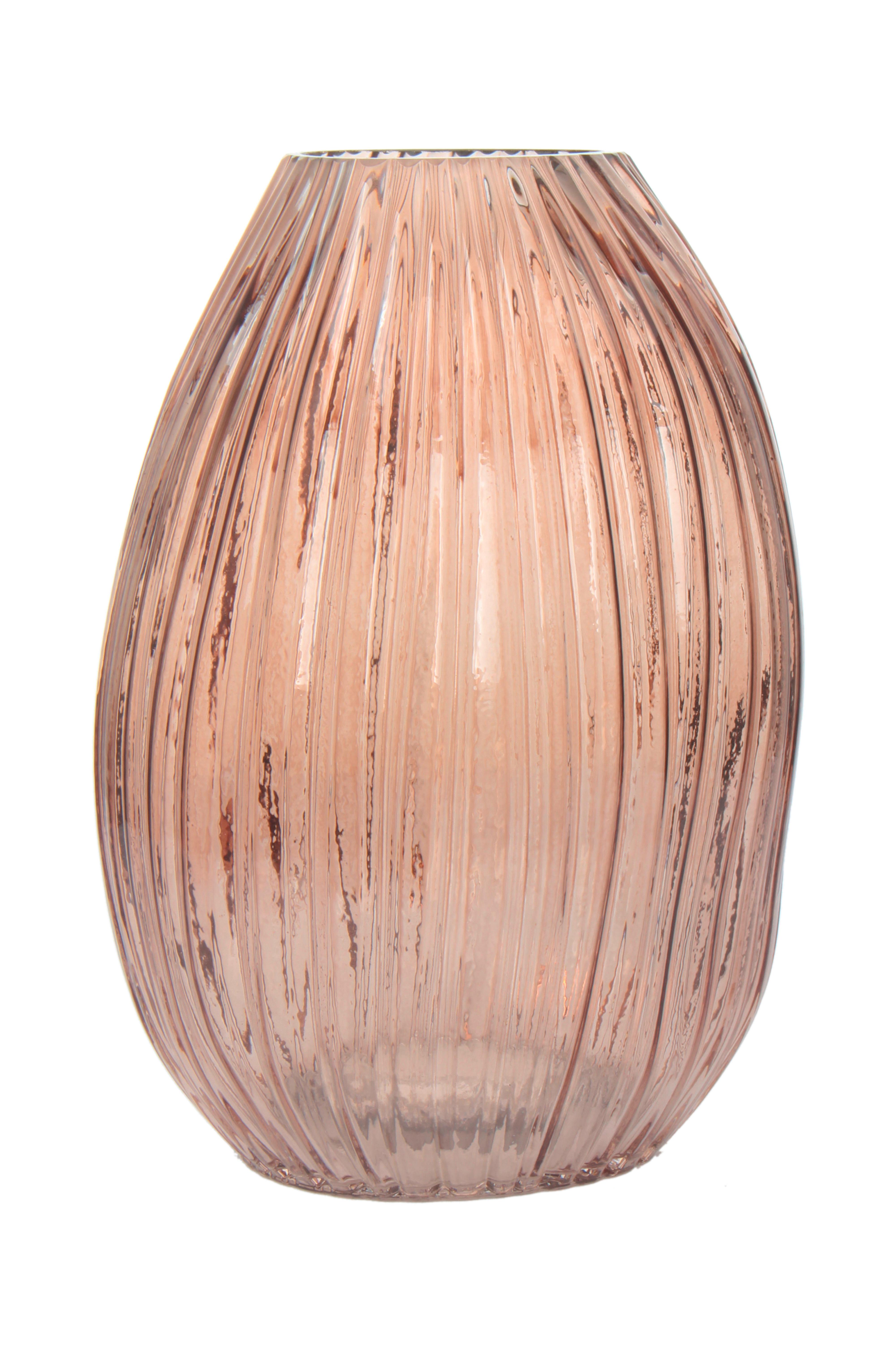 Vase Sidney Bauchig Glas Braun/Rosa H: 25 cm - Altrosa, MODERN, Glas (16/25/18cm)